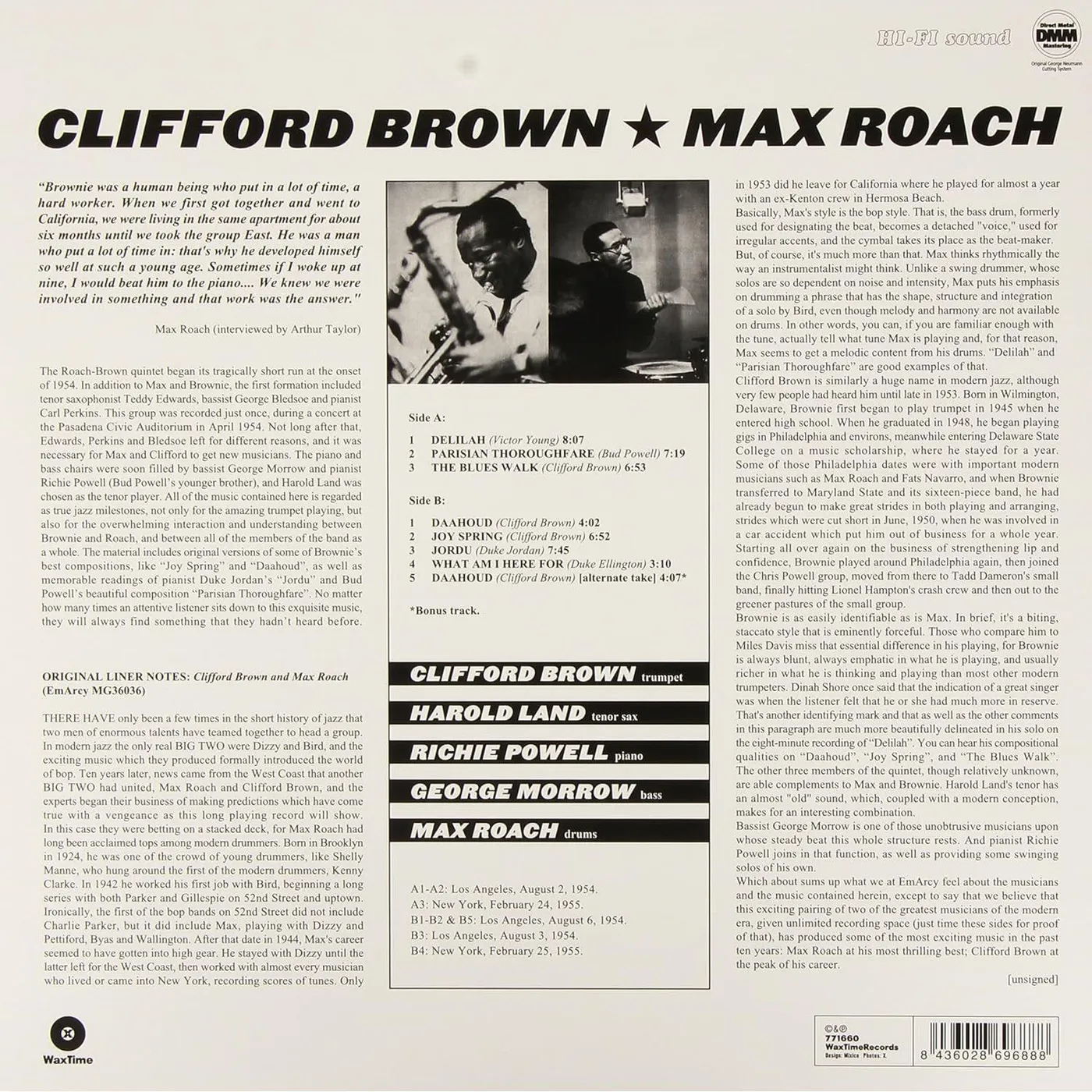 CLIFFORD BROWN & MAX ROACH Vinyl Record
