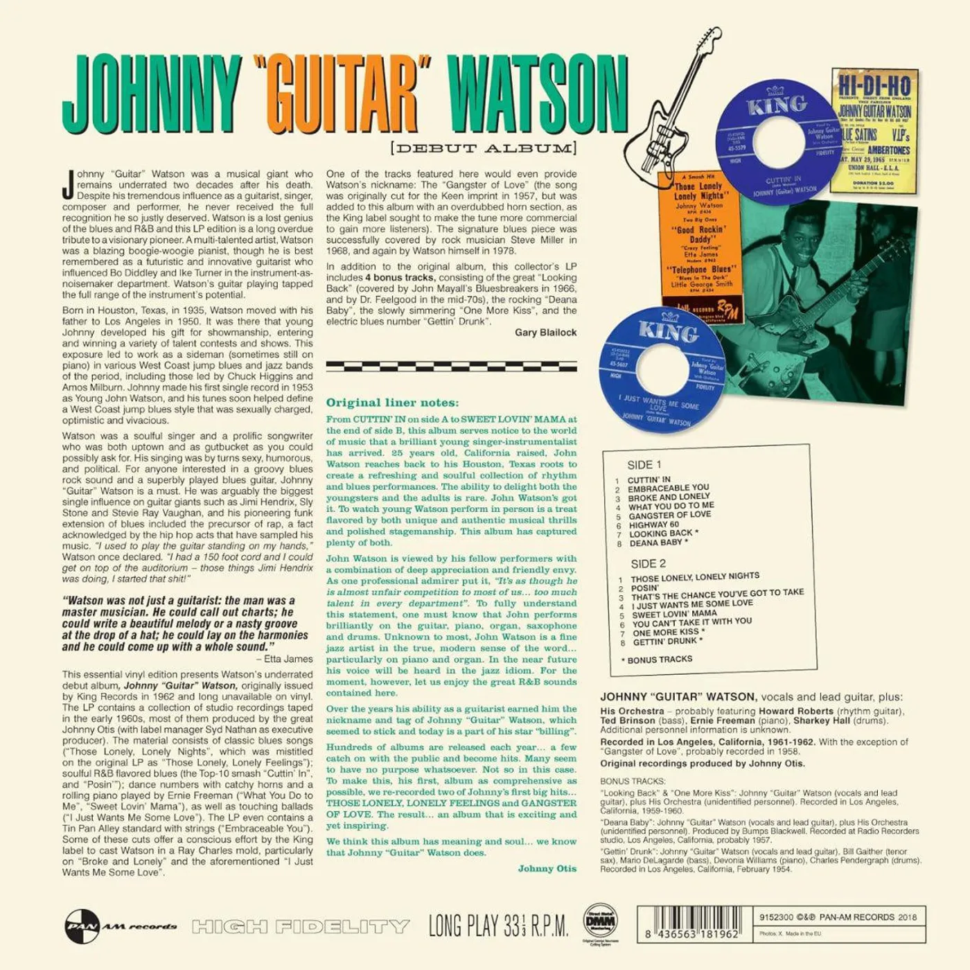 Johnny "Guitar" Watson Johnny 'Guitar' Watson (4 Bonus Tracks/180g/DMM Master) Vinyl Record
