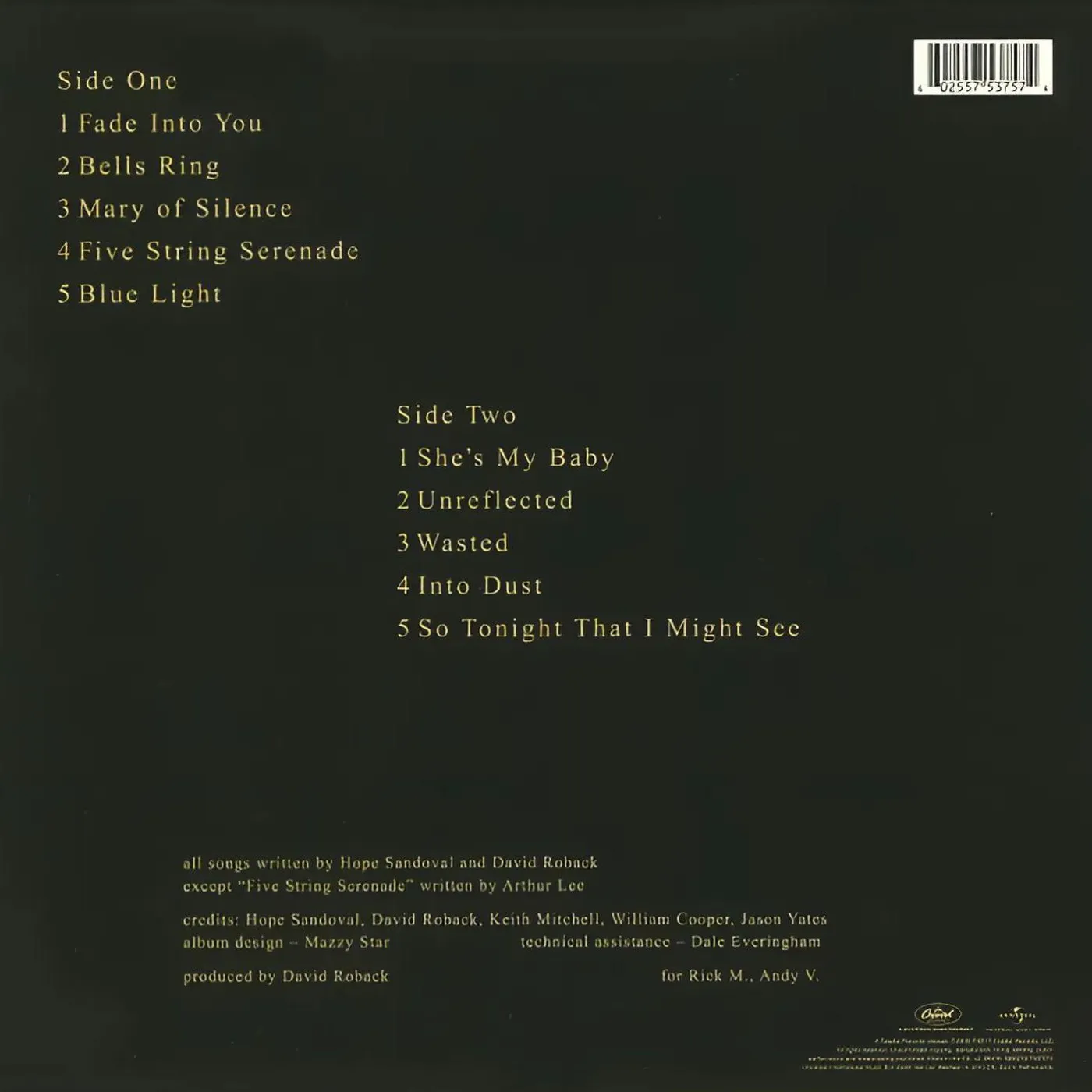 Mazzy Star So Tonight That I Might See Vinyl Record