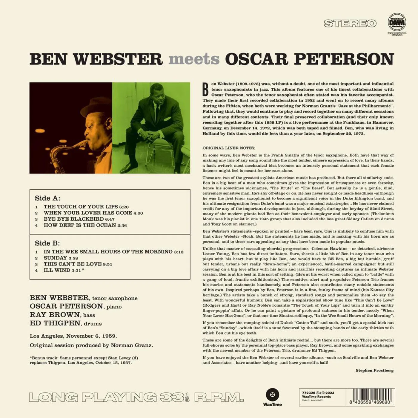  Ben Webster Meets Oscar Peterson (Limited Edition/180g/Bonus Track) Vinyl Record