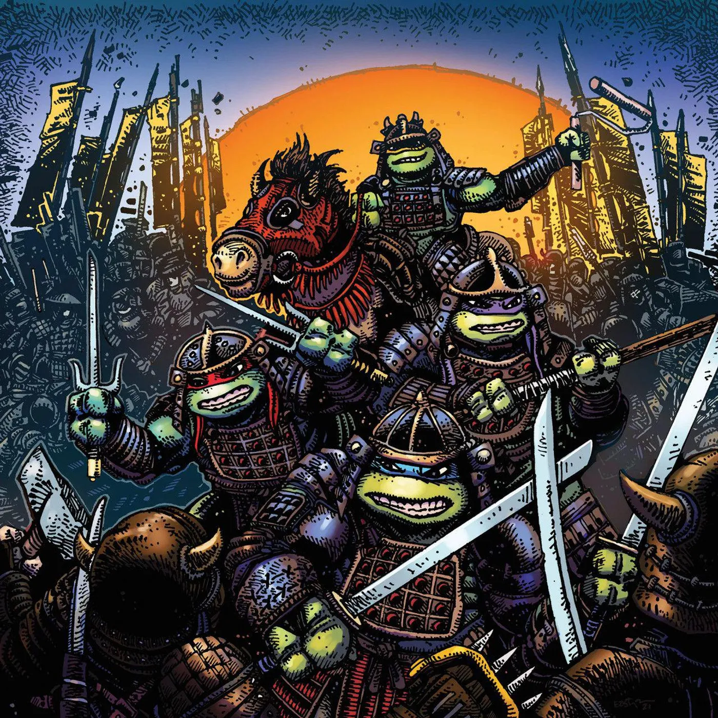 John Du Prez Teenage Mutant Ninja Turtles Part III - Original Soundtrack (White, Gold, And Green Swirl) Vinyl Record
