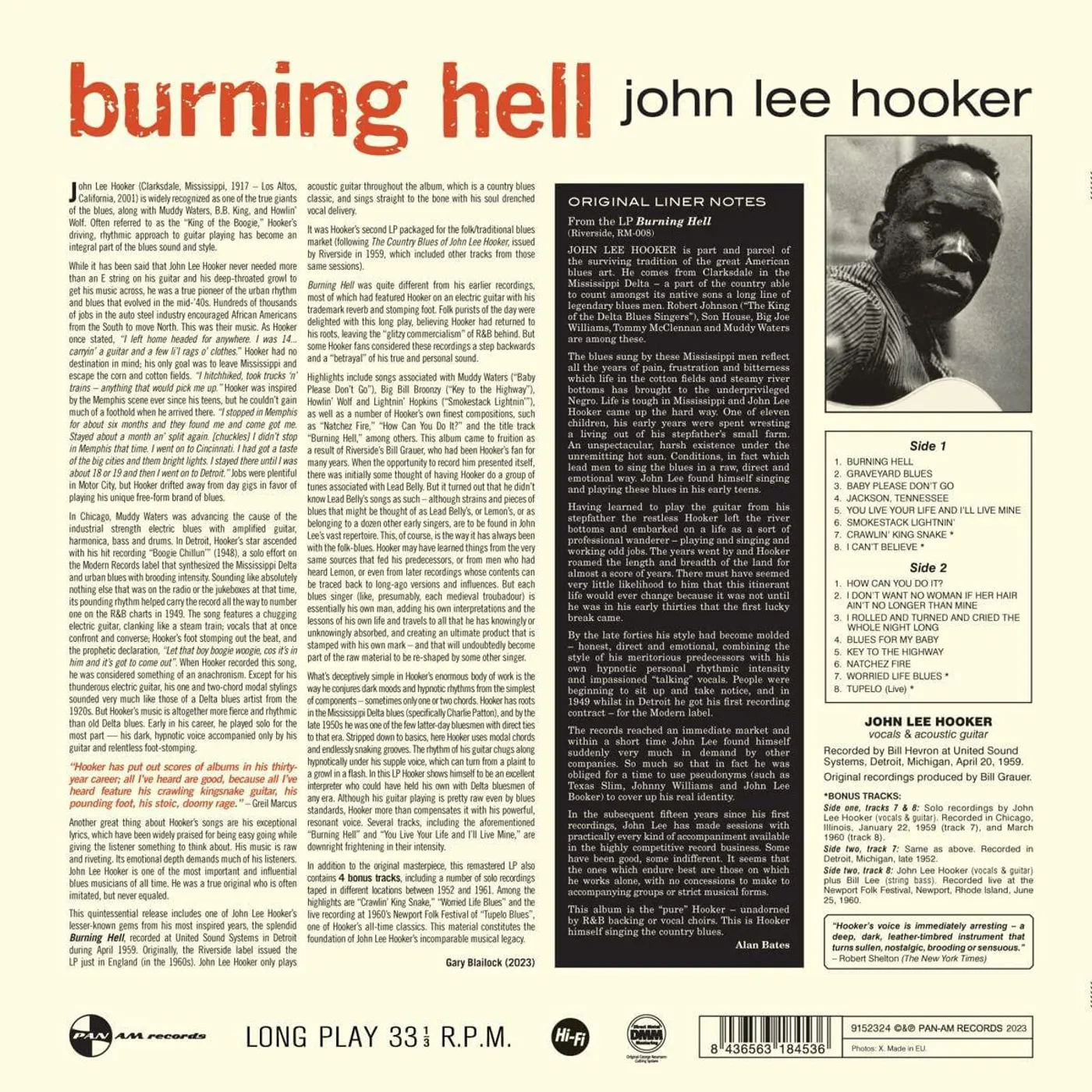 John Lee Hooker Burning Hell (Limited Edition/180g) Vinyl Record