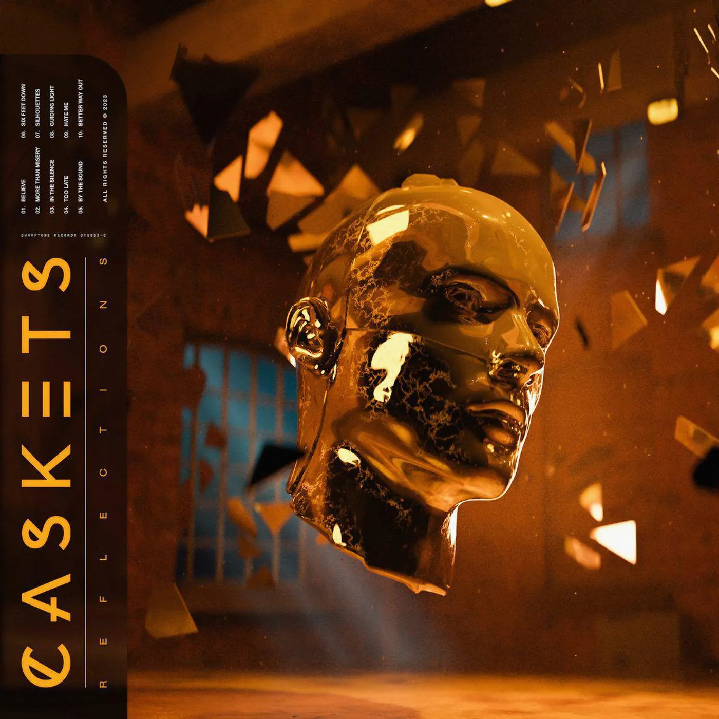 Caskets Reflections - Orange & Black W/ White Splatter Vinyl Record