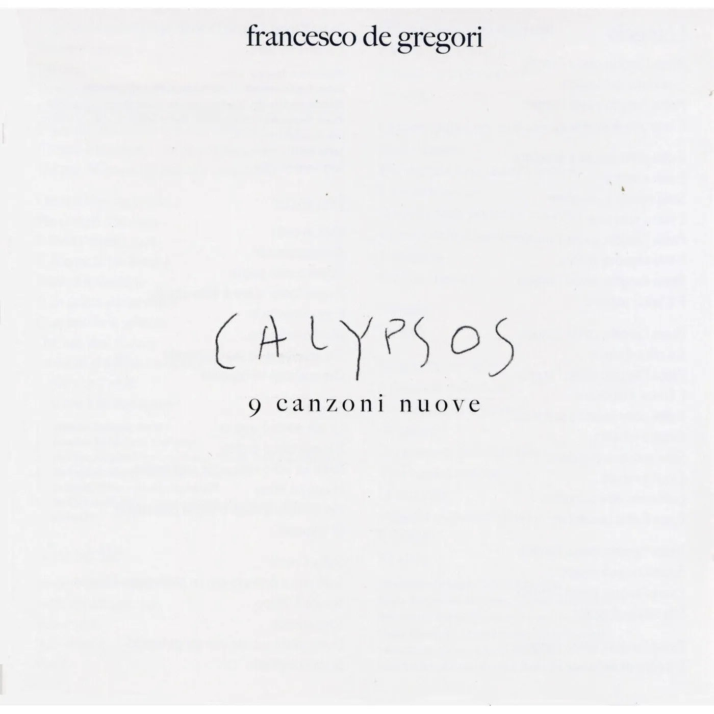 Francesco De Gregori Calypsos (180g) Vinyl Record