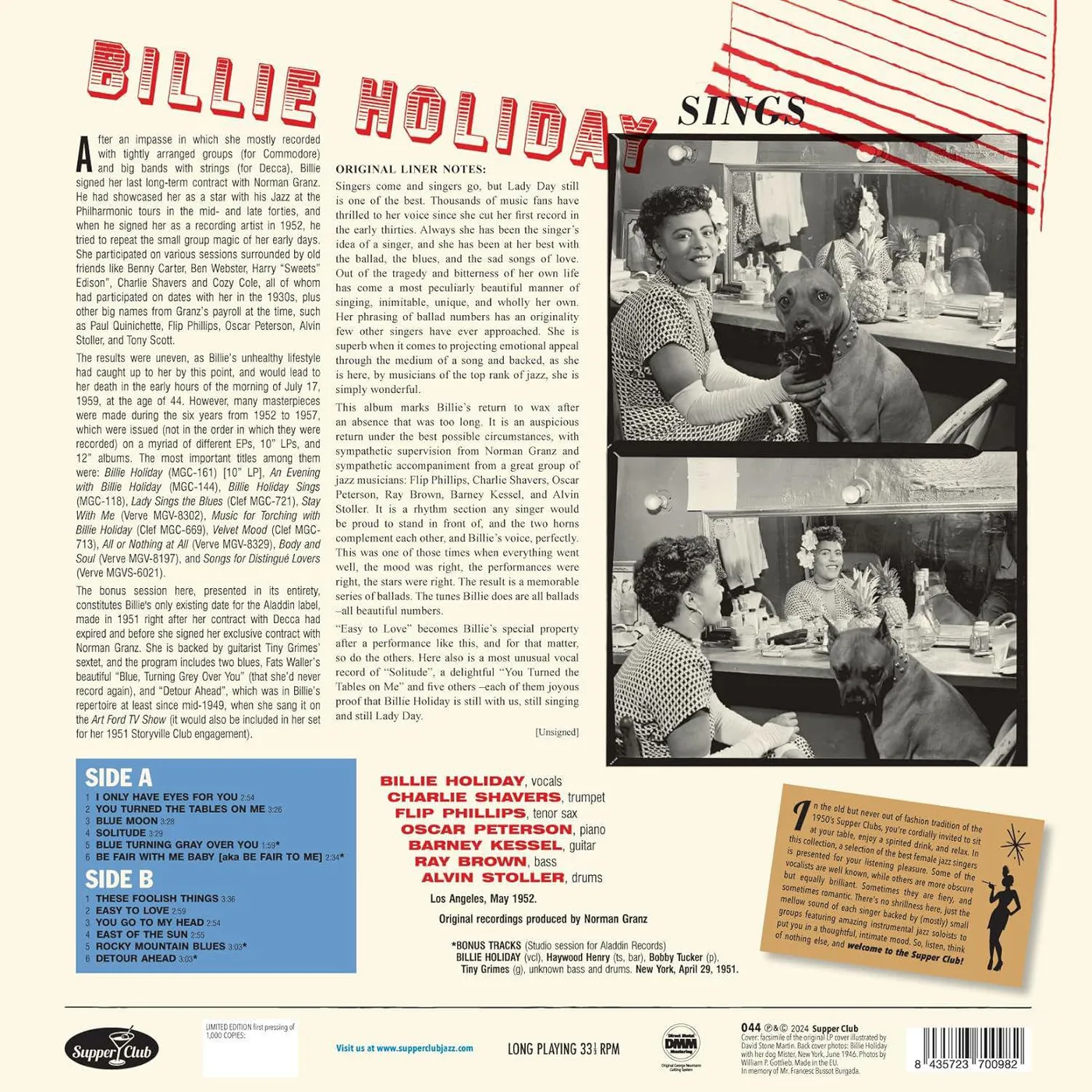 Billie Holiday Sings (180 Gram) Vinyl Record