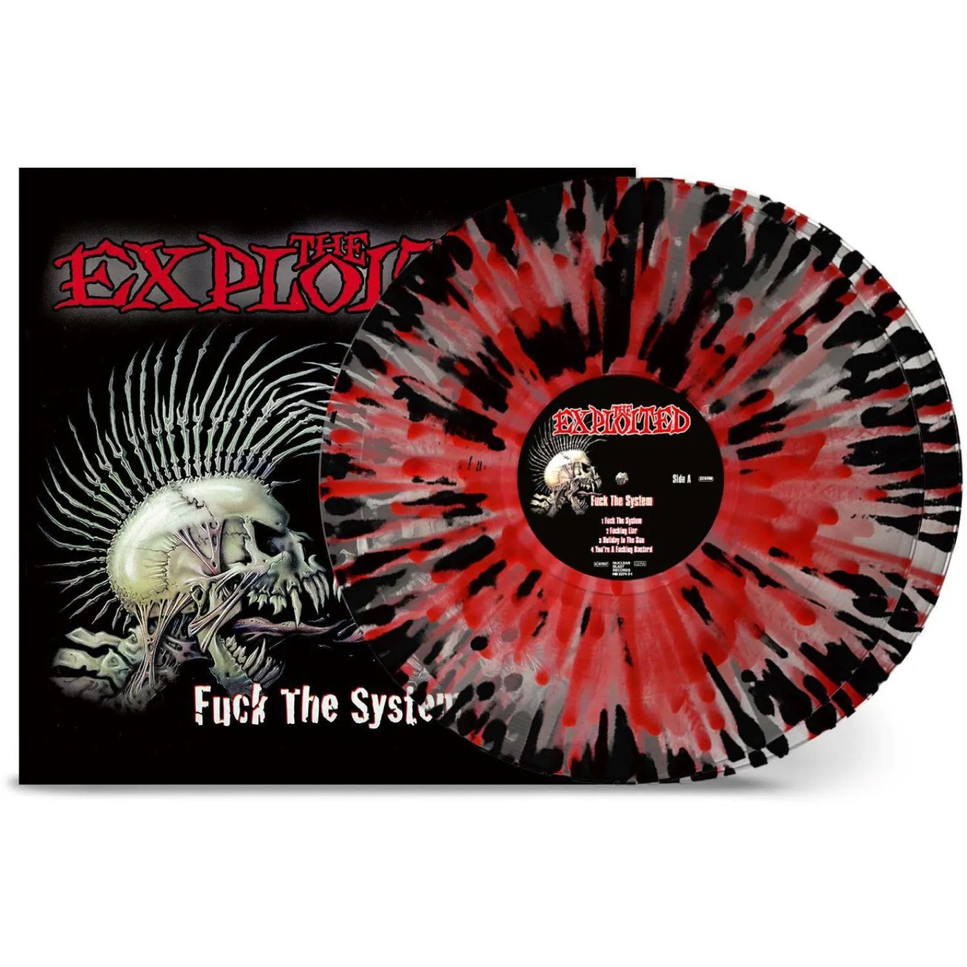 The Exploited FUCK THE SYSTEM - CLEAR W RED & BLACK SPLATTER Vinyl Record