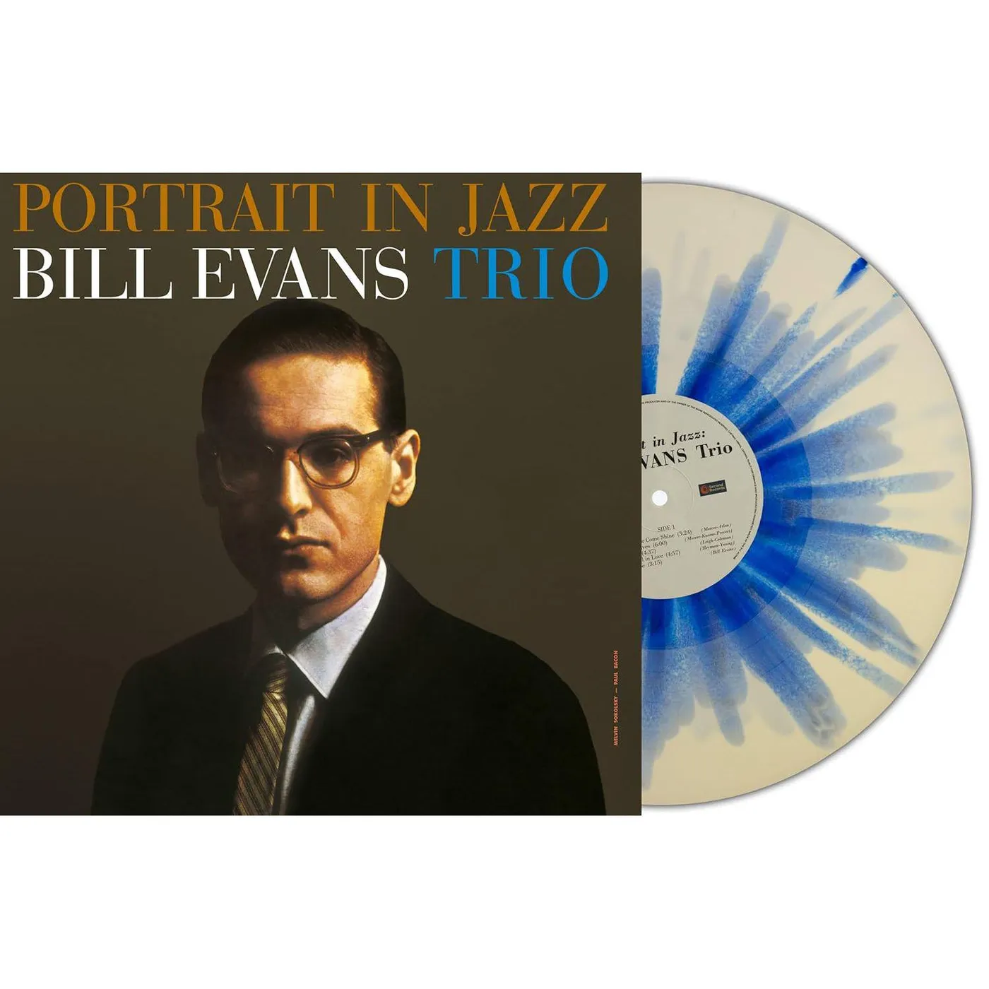 Bill Evans Portrait In Jazz (White & Blue Splatter Colored) Vinyl Record