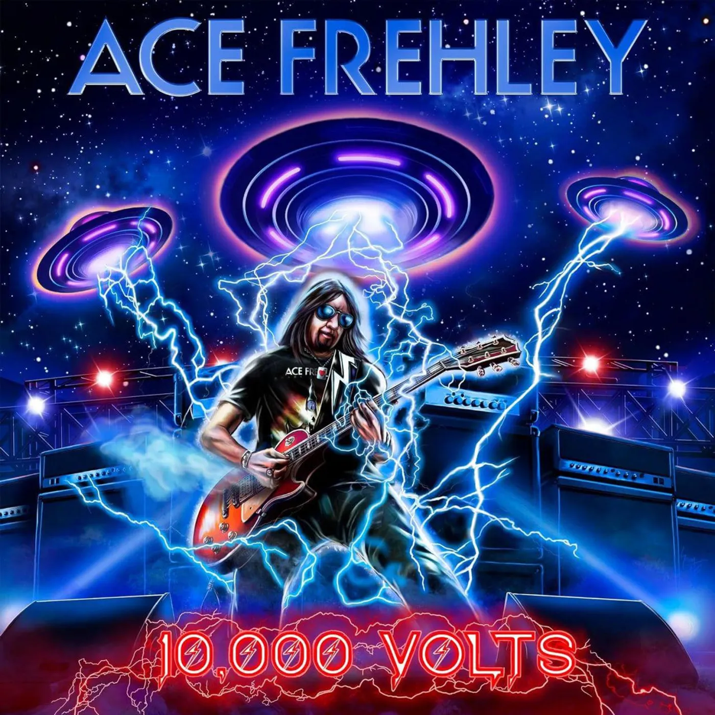 Ace Frehley 10,000 Volts (Clear w/ Blue, Red & Silver Splatter) Vinyl Record