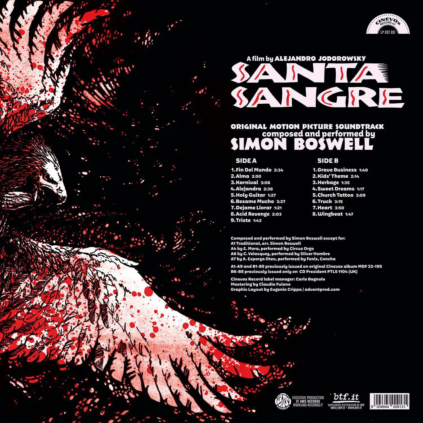 Simon Boswell Santa Sangre - Original Soundtrack Vinyl Record