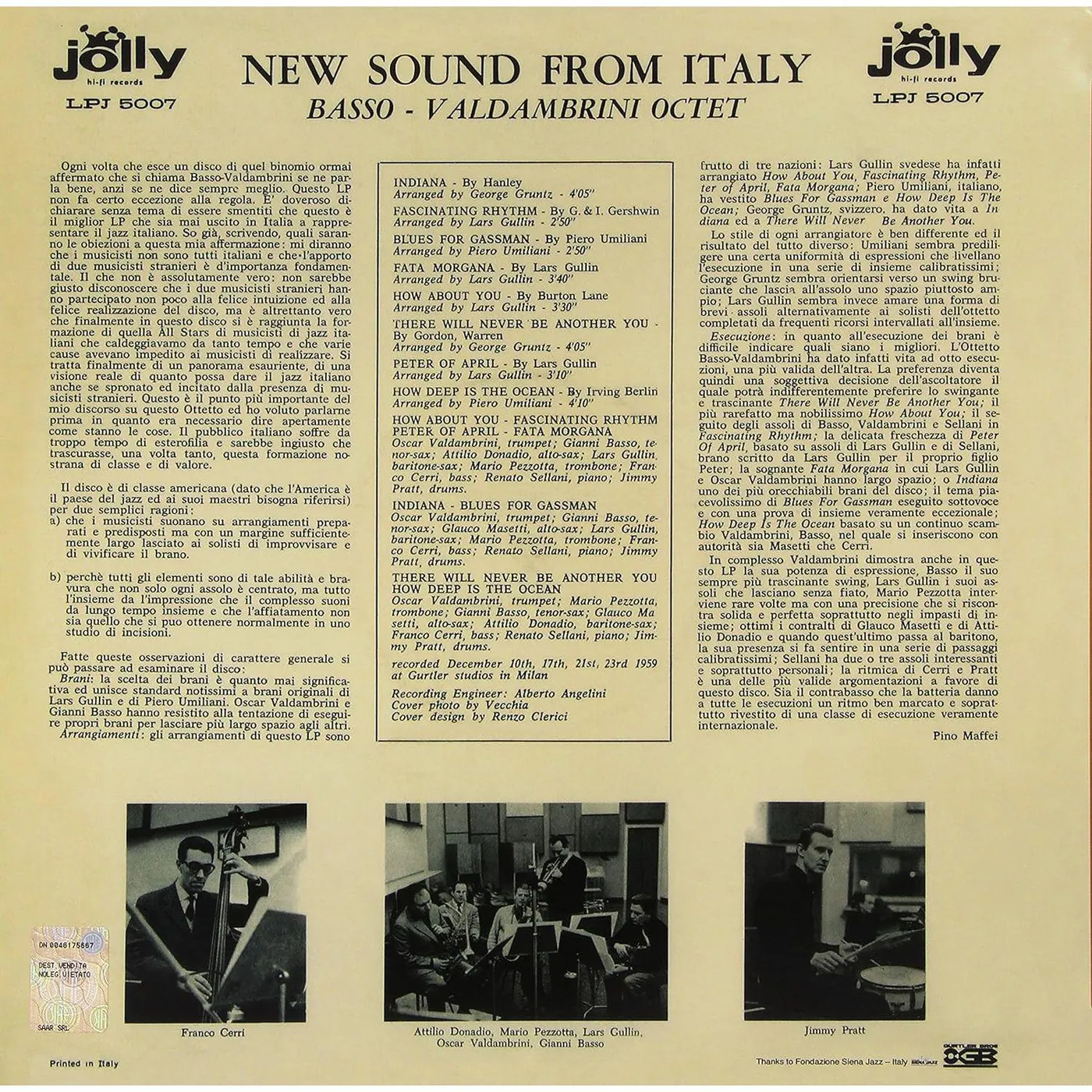 Valdambrini / Basso New Sound From Italy Vinyl Record