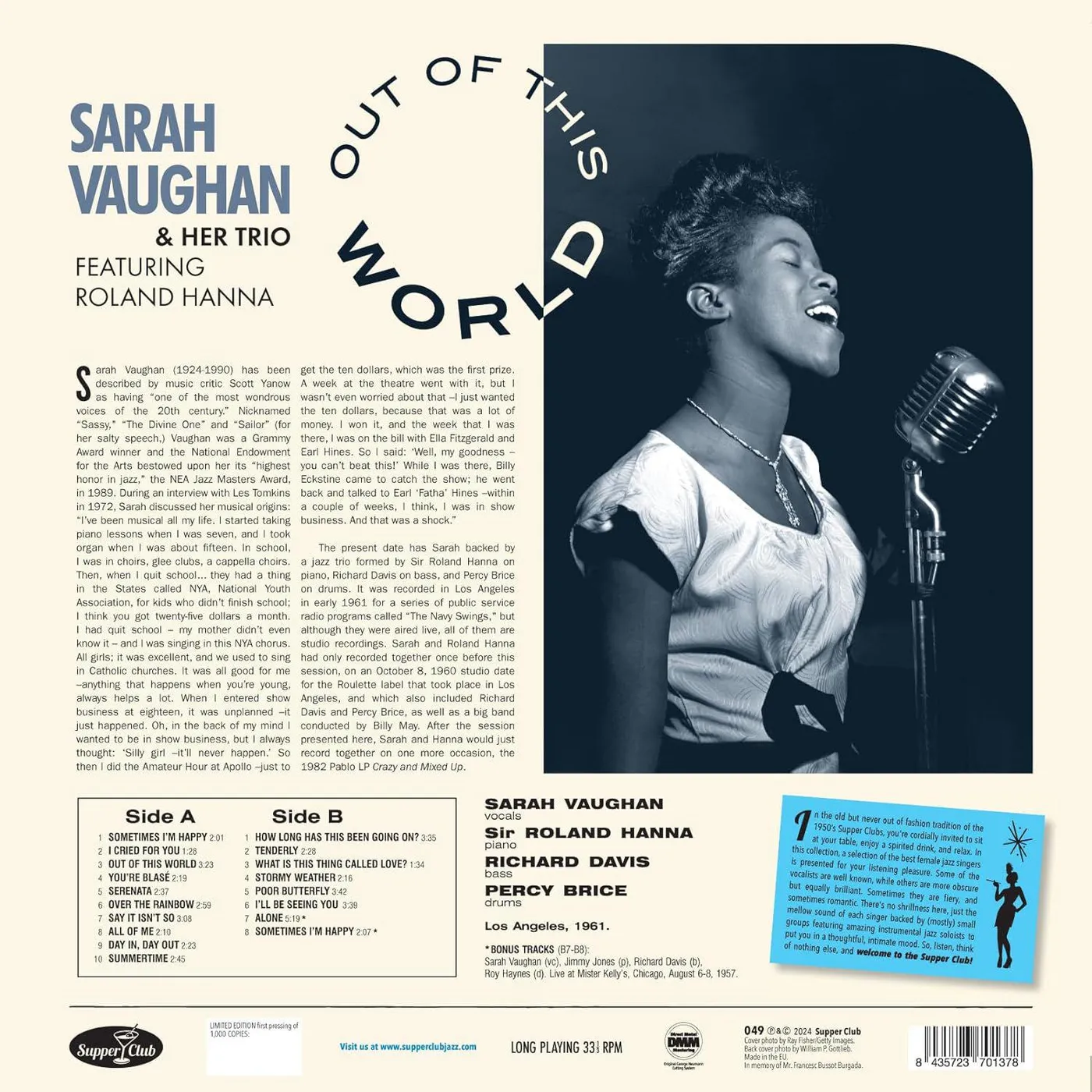 Sarah Vaughan Out Of This World (Limited/180G with Bonus Tracks) Vinyl Record