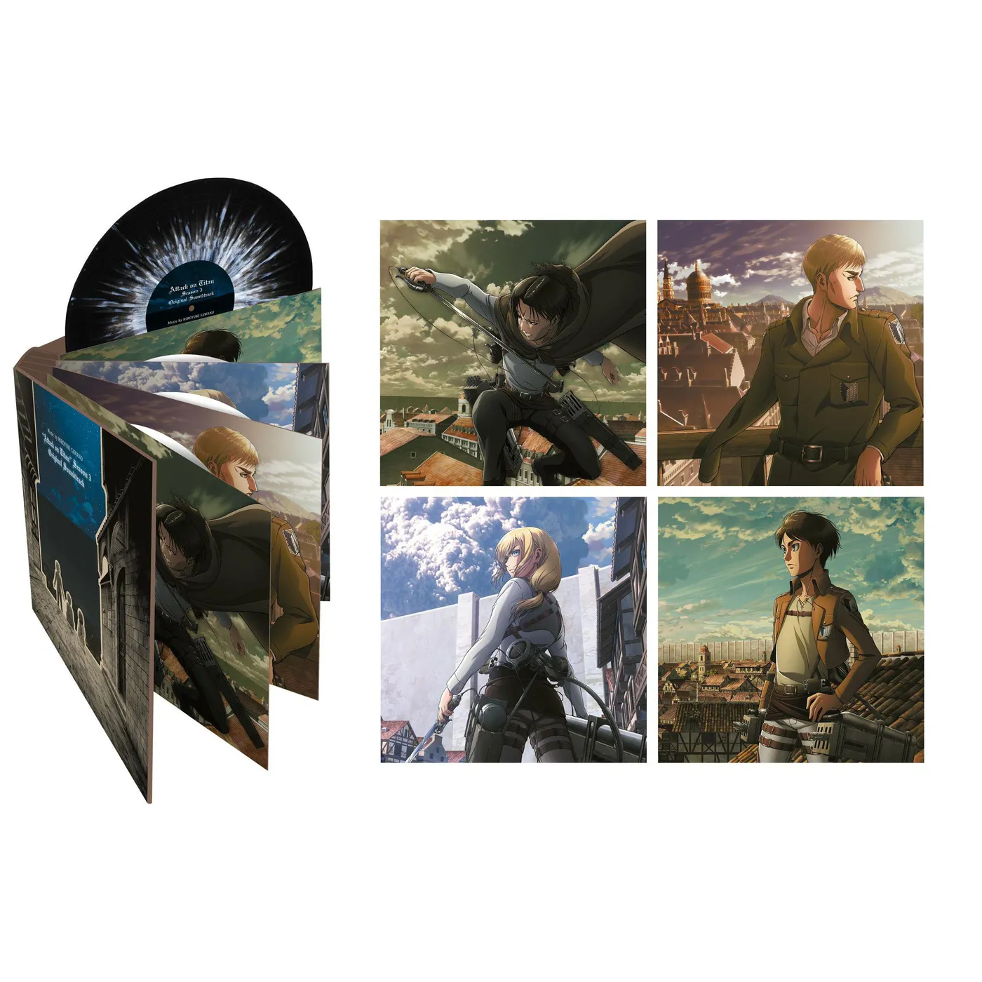 Sawano Hiroyuki Attack On Titan Season 3 - O.S.T. (4LP/Black and White Splatter) Vinyl Record