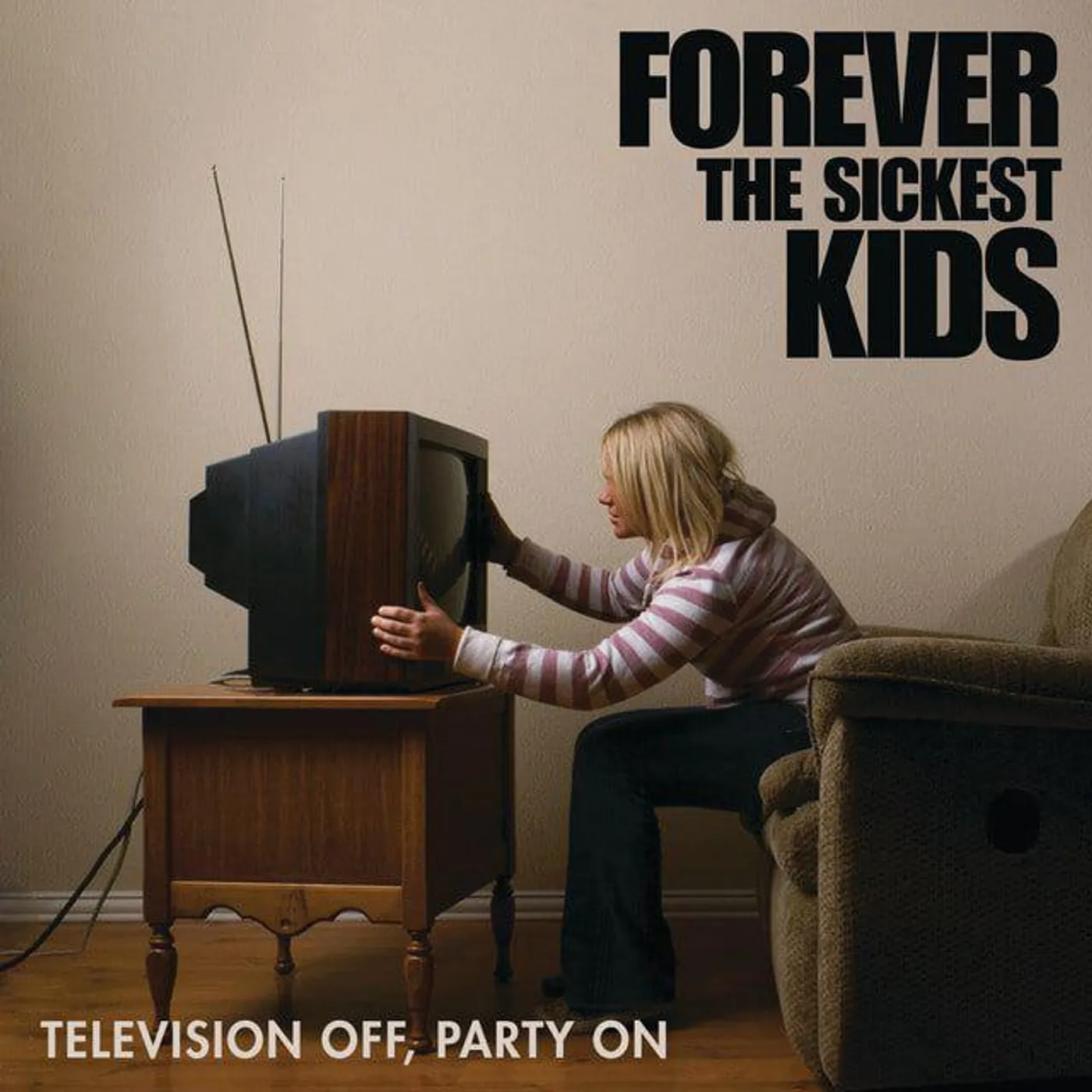 Forever The Sickest Kids TELEVISION OFF PARTY ON - MARBLE BLUE Vinyl Record - Blue Vinyl