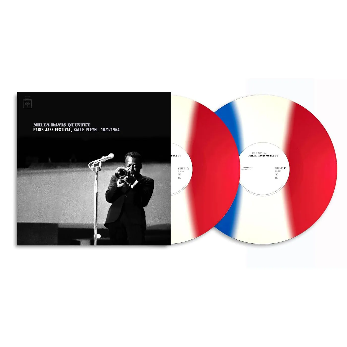 Miles Davis Paris Jazz Festival, Salle Playel 10/1/1964 (2LP/Blue, White, & Red) Vinyl Record