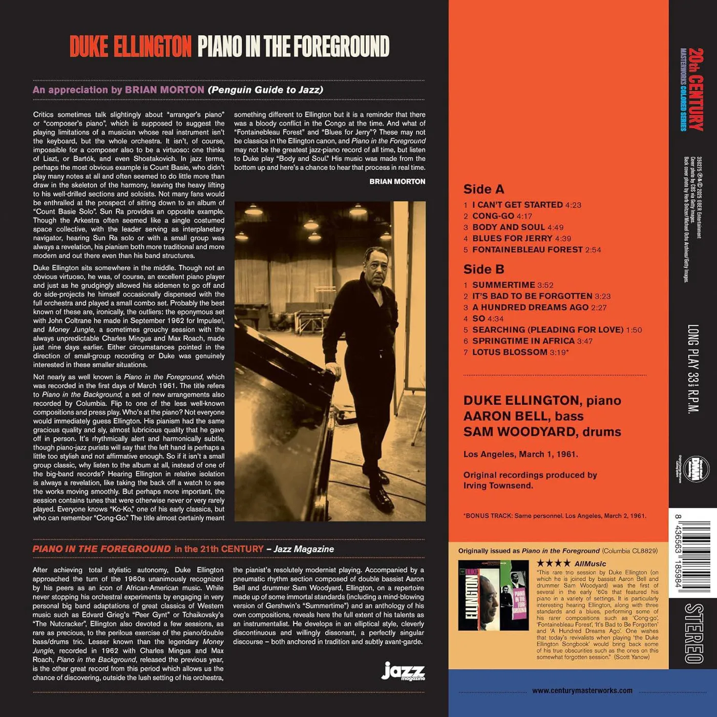 Duke Ellington Piano In The Foreground (Limited/180-Gram/Colored/with Bonus Track) Vinyl Record