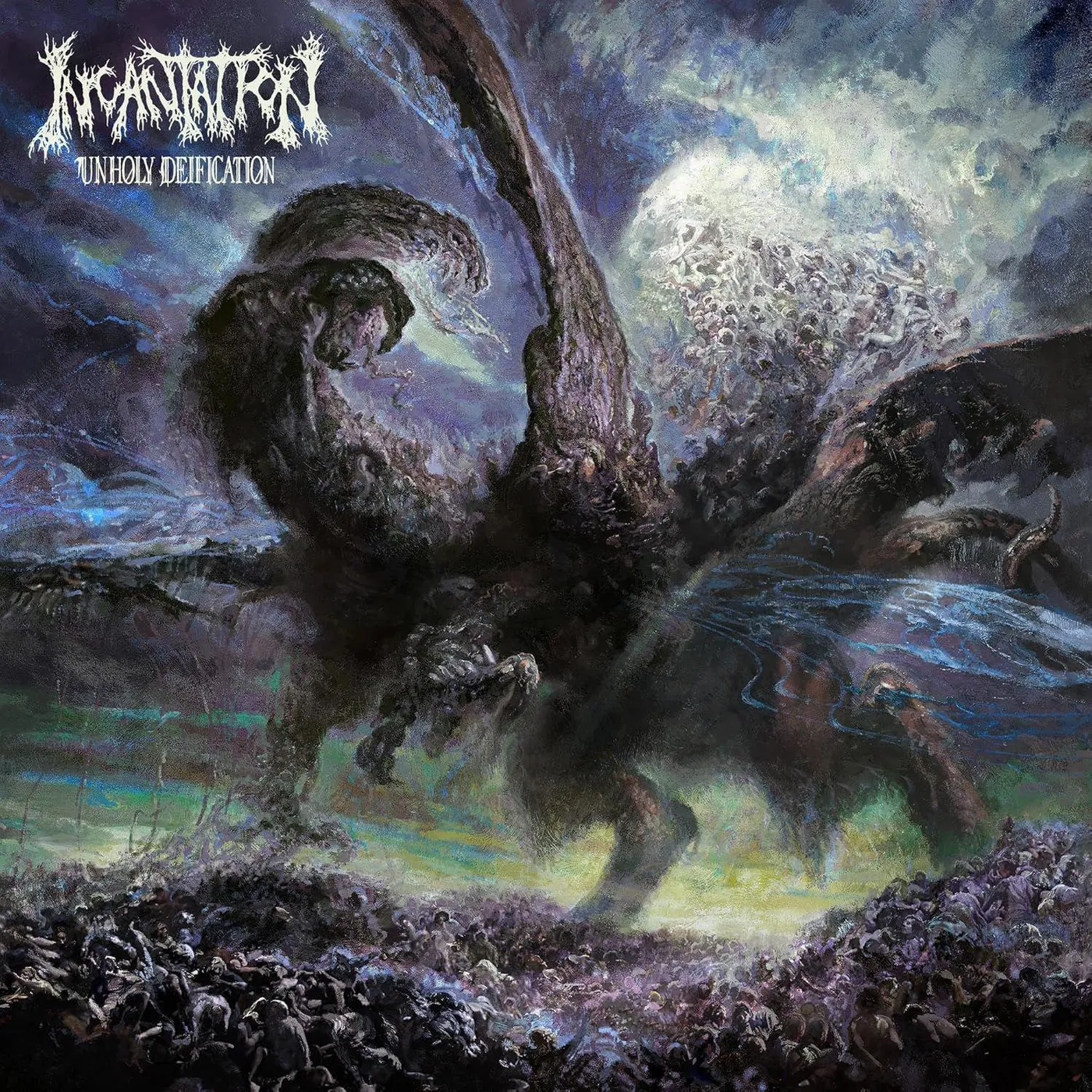 Incantation Unholy Deification (Blue, Splatter) Vinyl Record