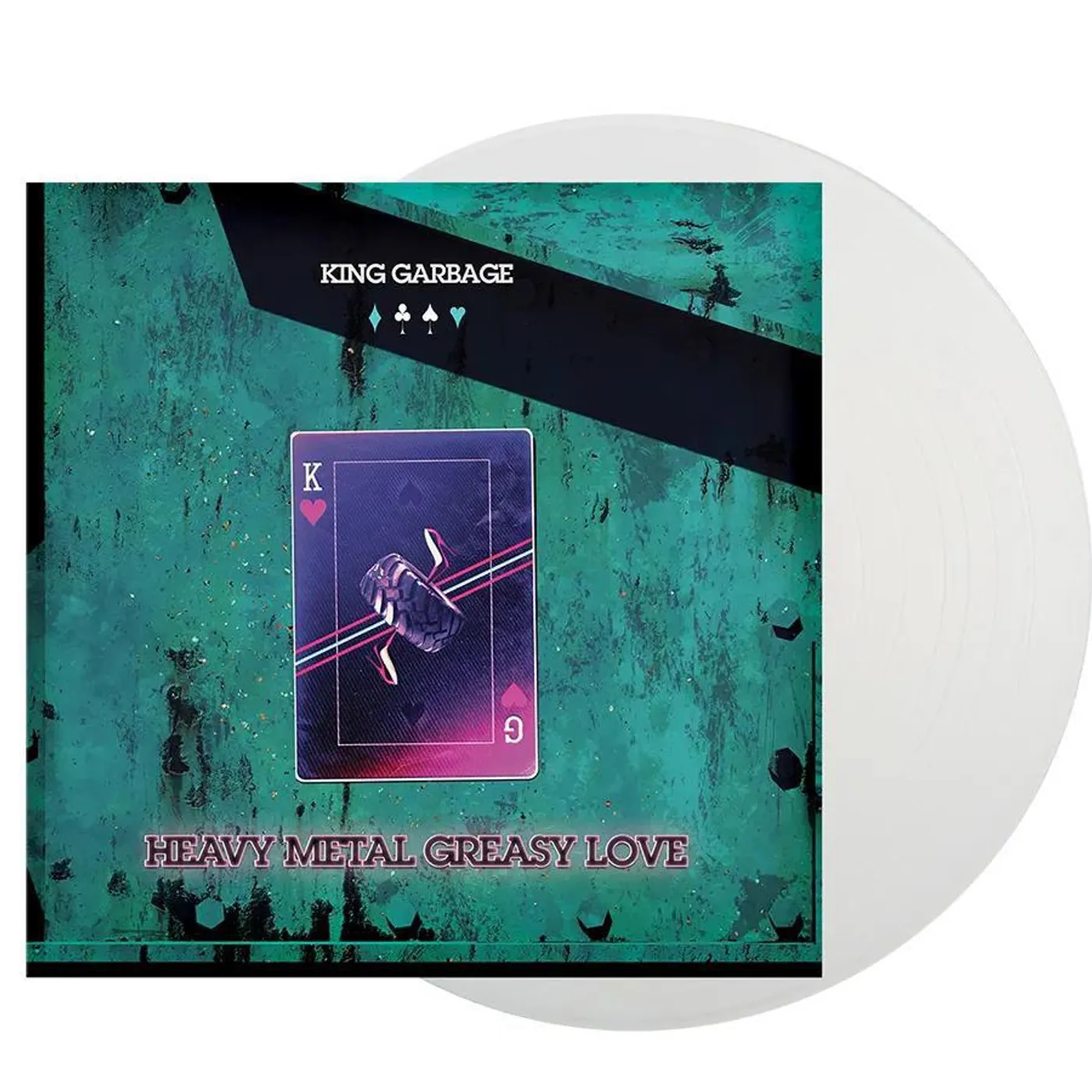King Garbage Heavy Metal Greasy Love (Clear/White) Vinyl Record