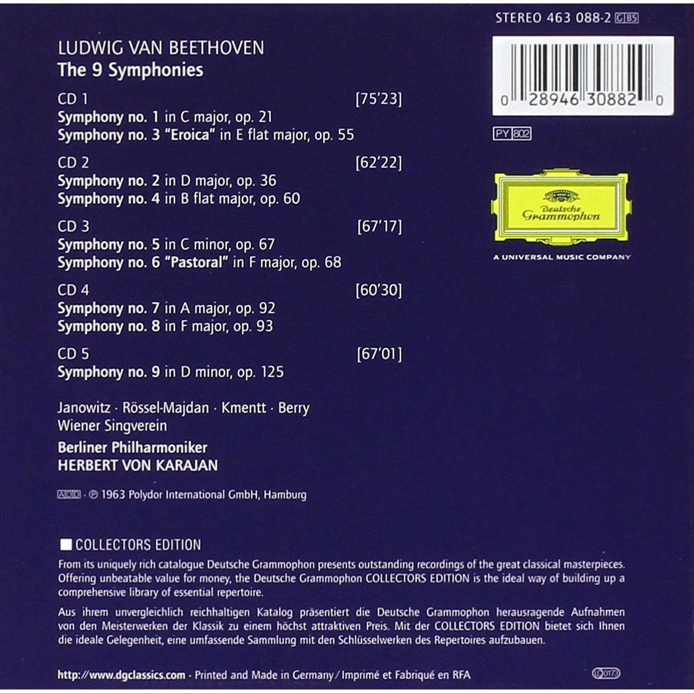 KARAJAN / BERLINER PHILHARMONIKER The 9 Symphonies (5CD Box Set)