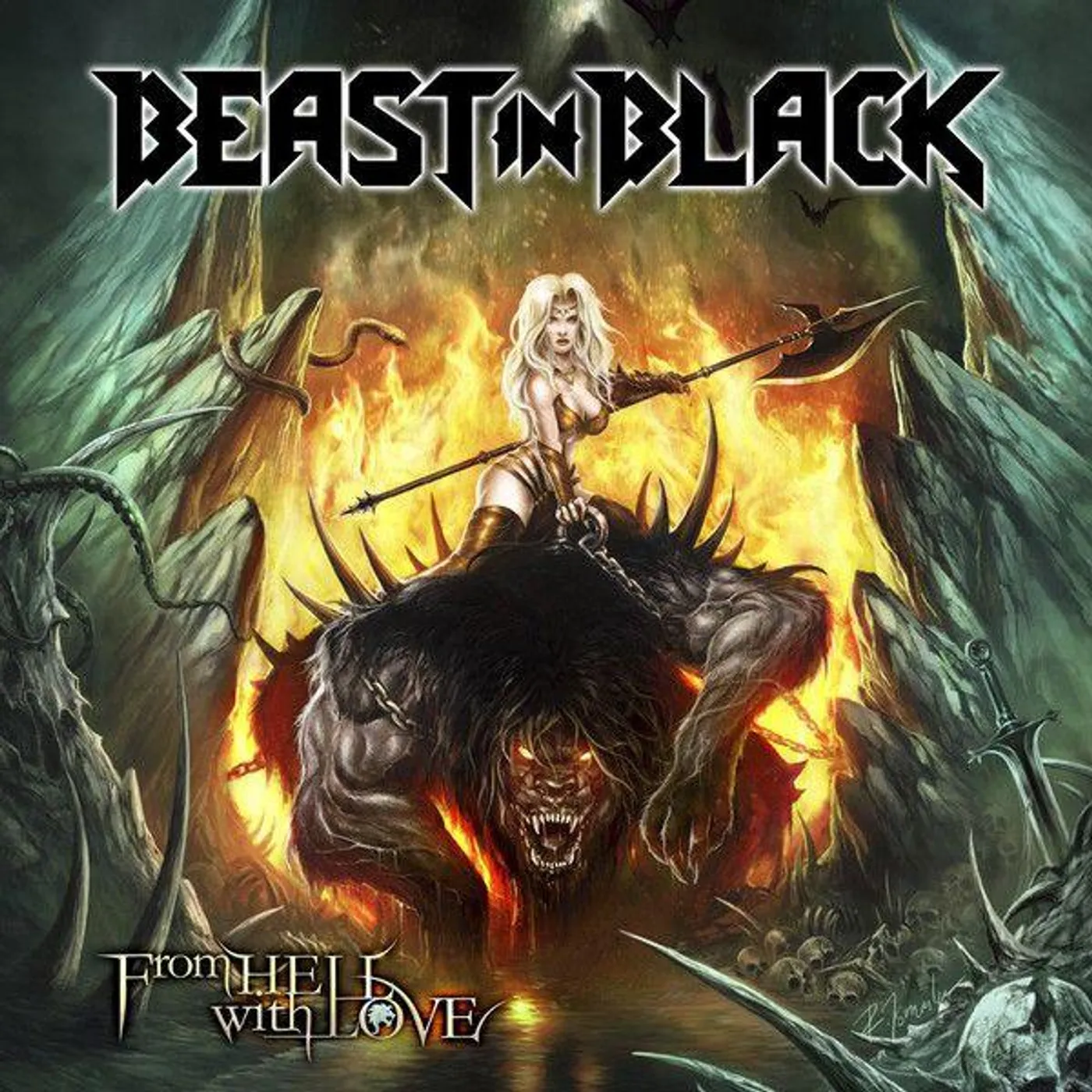 Beast In Black FROM HELL WITH LOVE (BLUE IN YELLOW SWIRL) Vinyl Record