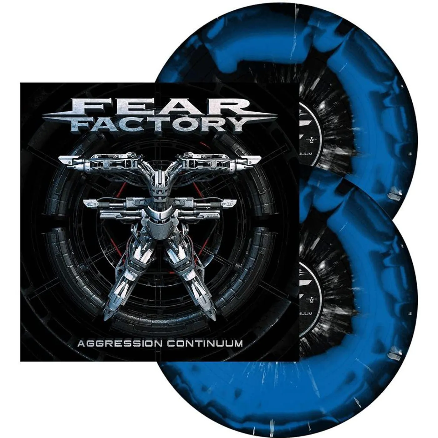 Fear Factory AGGRESSION CONTINUUM (BLACK BLUE W/ WHITE SPLATTER Vinyl Record
