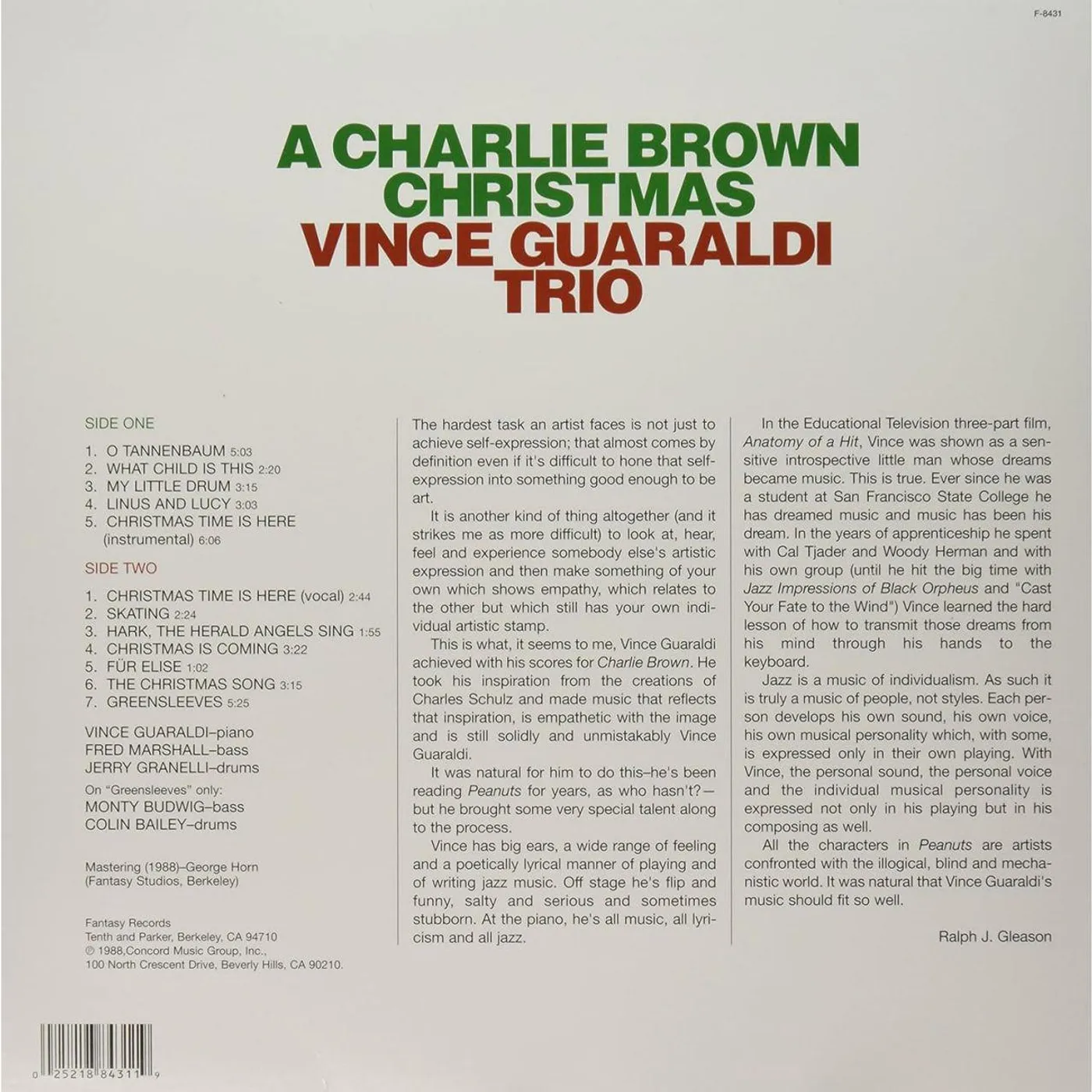 Vince Guaraldi A Charlie Brown Christmas (Green) Vinyl Record