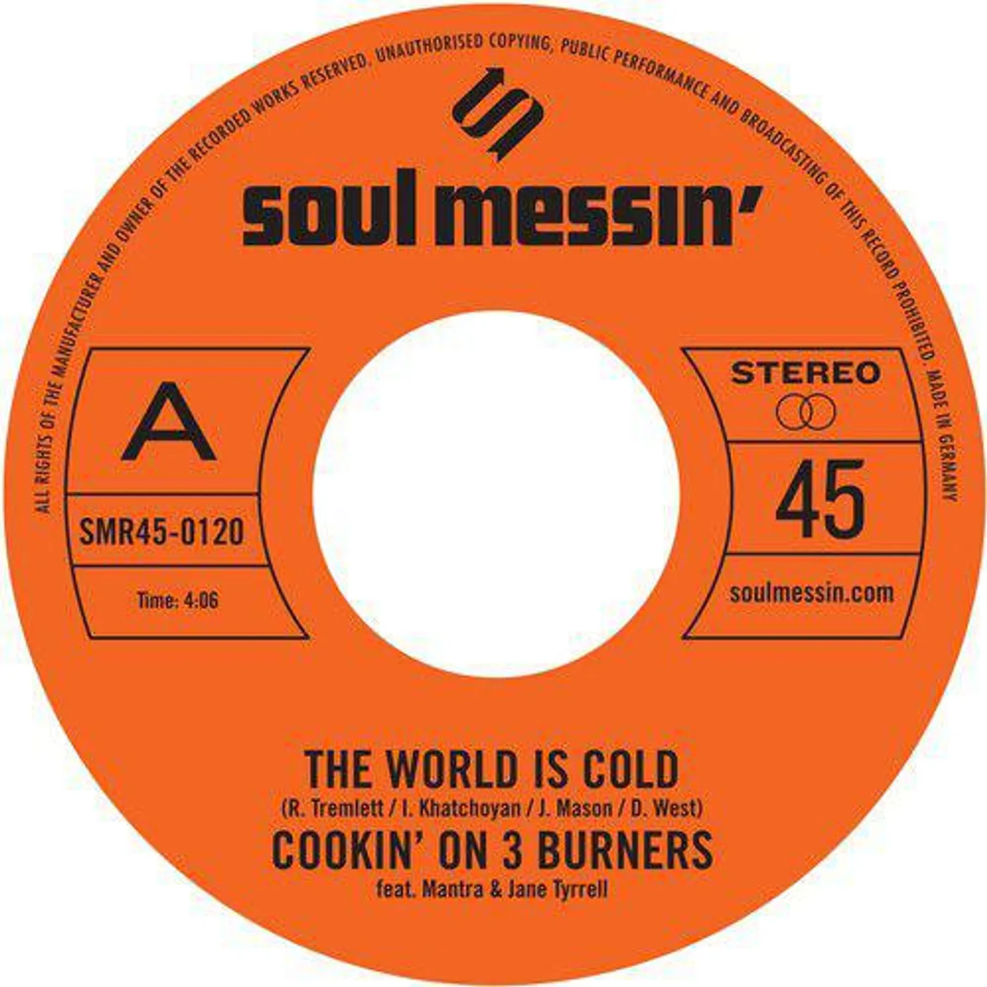 Cookin' On 3 Burners WORLD IS COLD / MS. FAT BOOTY Vinyl Record