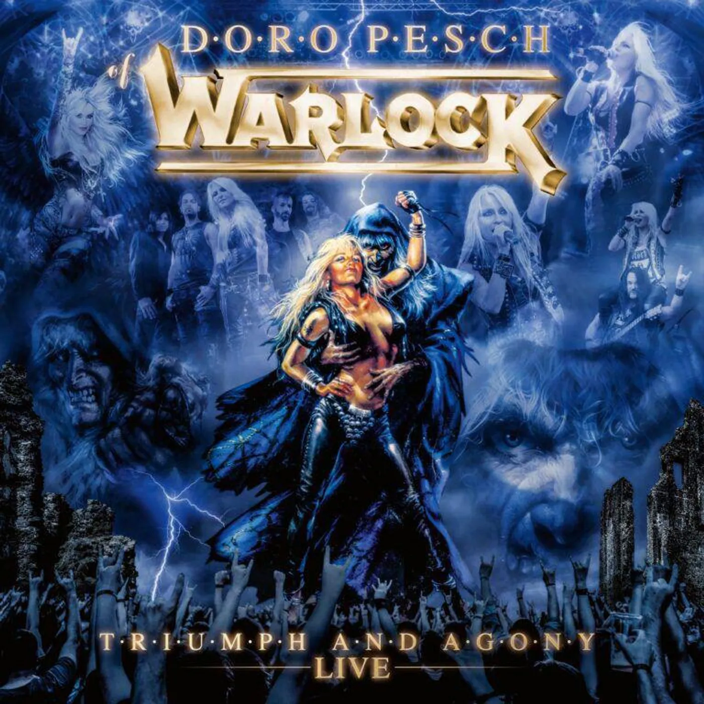 Doro WARLOCK - TRIUMPH & AGONY LIVE (MARBLE BLUE/WHITE) Vinyl Record