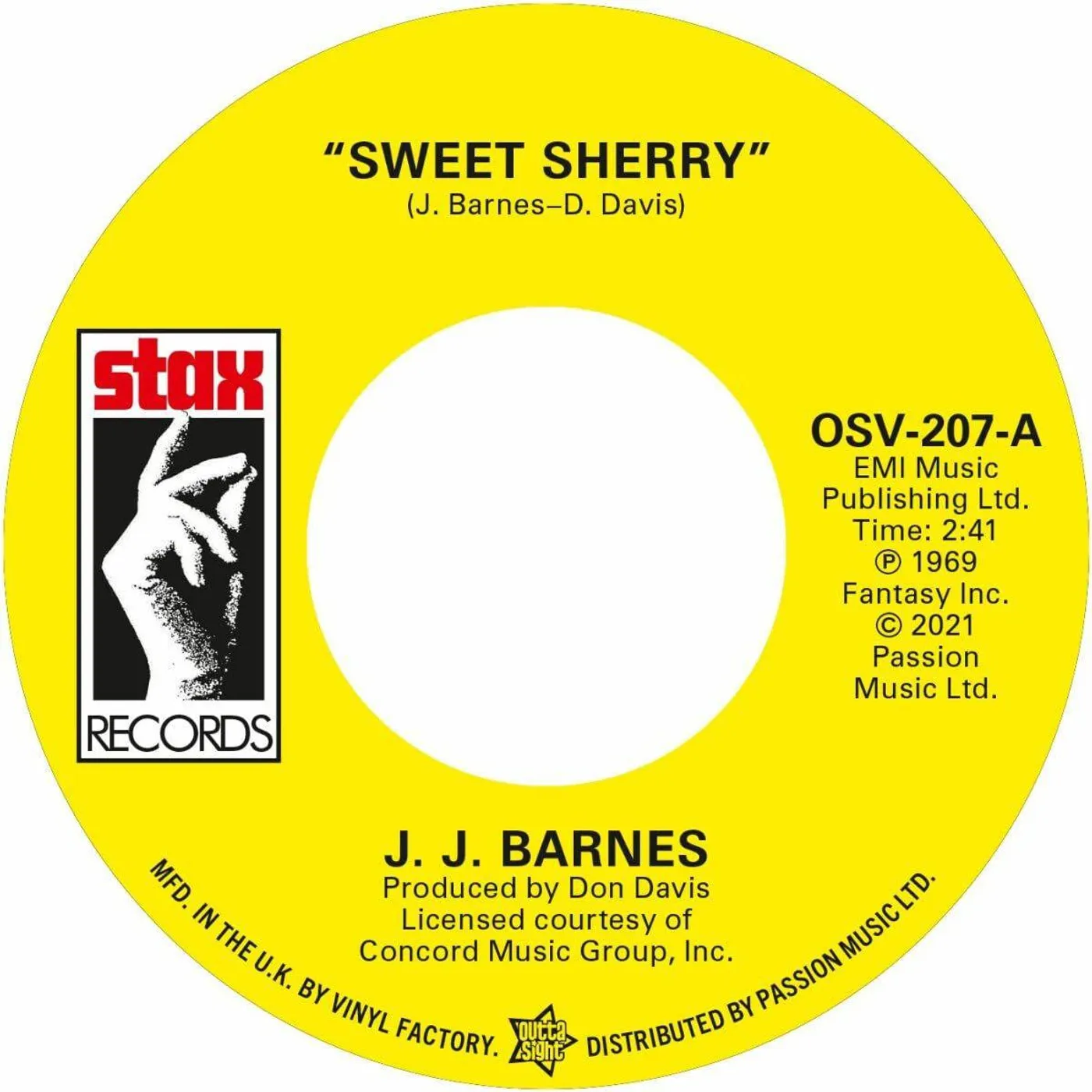J.J. Barnes SWEET SHERRY / WHOLE DAMN WORLD IS GOING CRAZY Vinyl Record