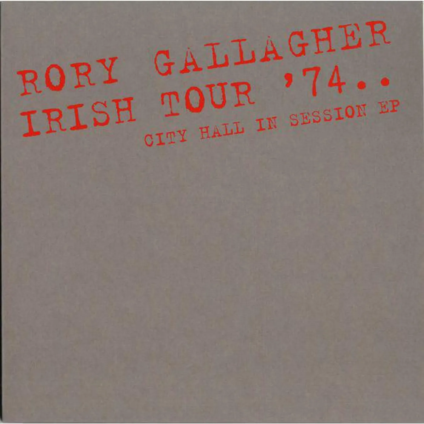 Rory Gallagher CITY HALL IN SESSION Vinyl Record - 10 Inch Single, UK Release