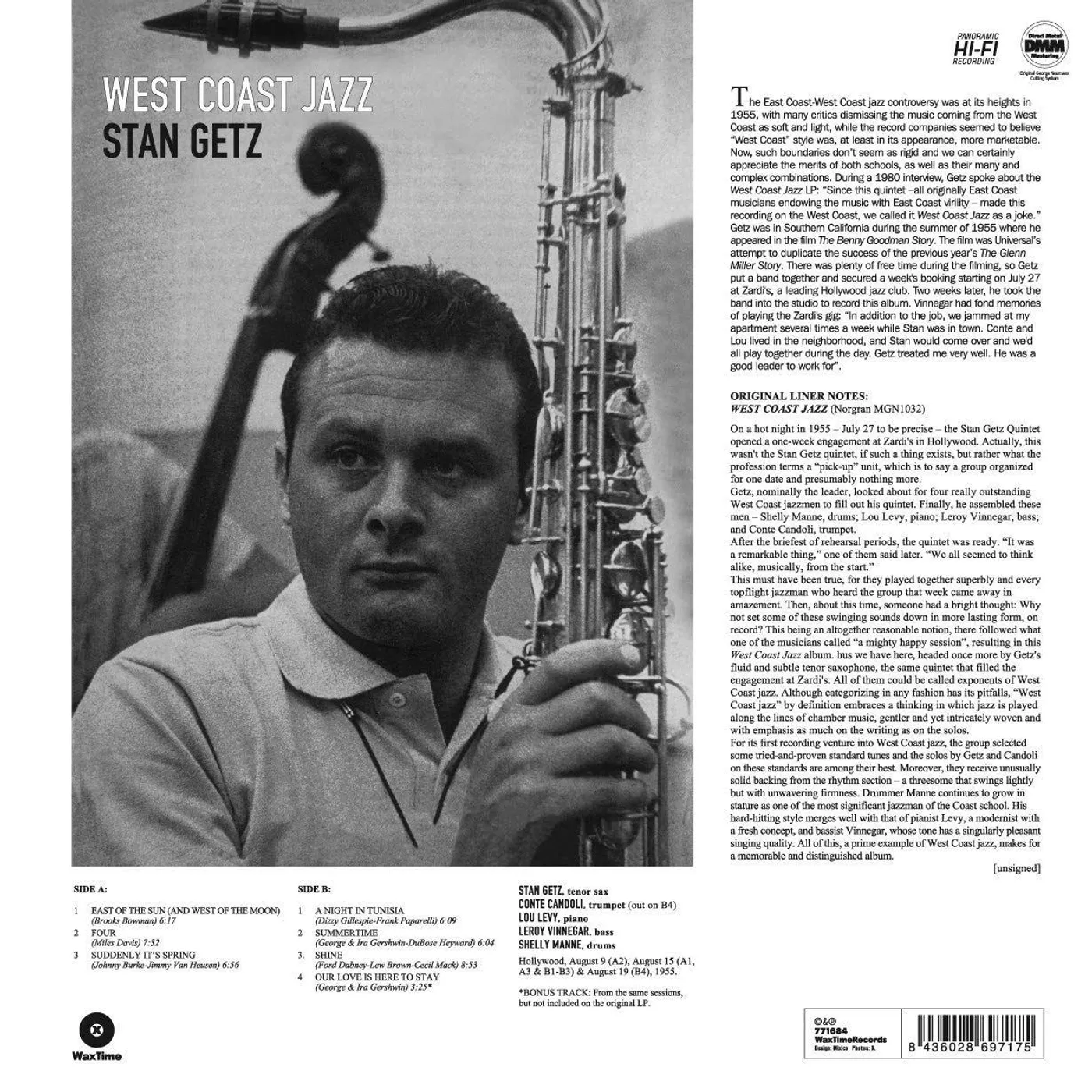Stan Getz LP Vinyl - West Coast Jazz (Bonus Track) (Ogv)