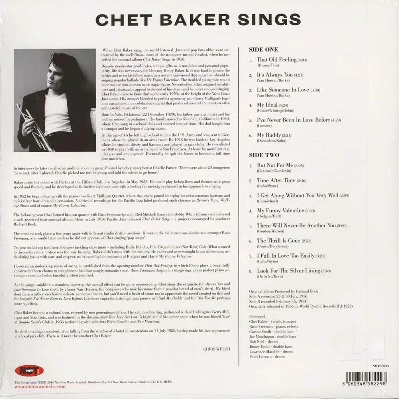 Chet Baker Sings (Blue Vinyl) LP