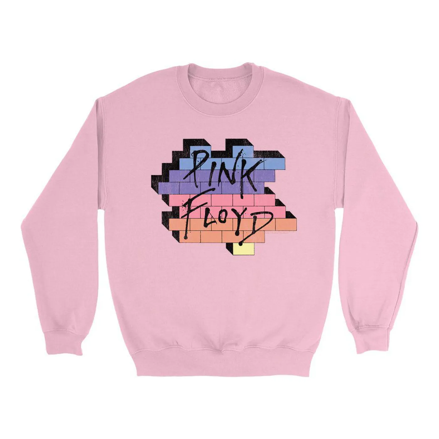 Pink Floyd Bright Colored Sweatshirt | Another Brick In The Wall Rainbow Ombre Image Distressed Pink Floyd Sweatshirt