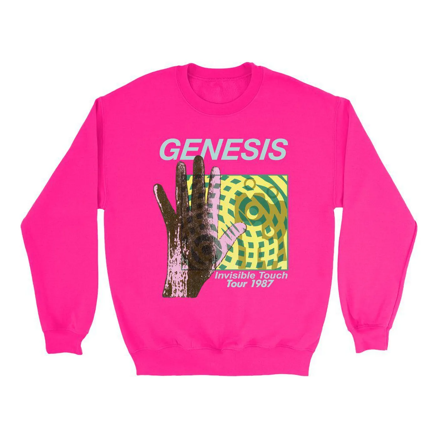Genesis Bright Colored Sweatshirt | Modern 1987 Invisible Touch Album Design Genesis Sweatshirt