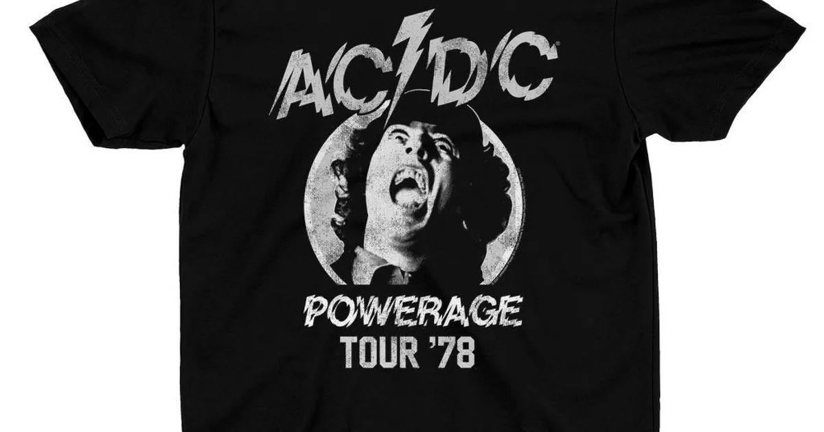 AC/DC T-Shirt | 1978 Powerage Tour Image Distressed Shirt (Merchbar ...