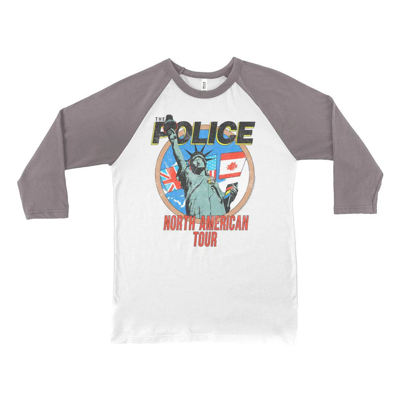 The Police 3/4 Sleeve Baseball Tee | North America 1983 Colorful Concert Promotion Distressed The Police Shirt