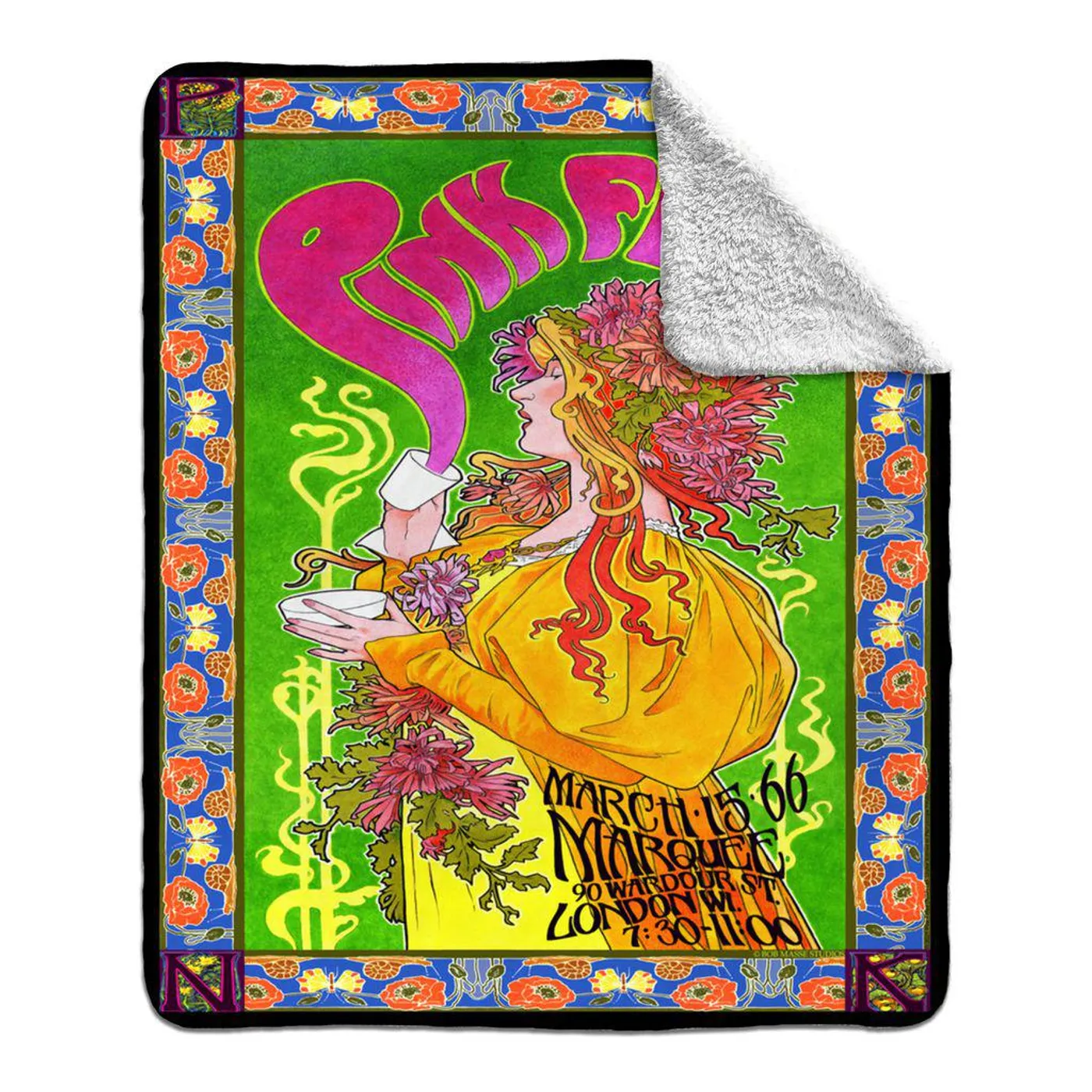 Pink Floyd Sherpa Blanket | 1966 Marquee London Concert Poster Pink Floyd Blanket (Merchbar Exclusive)