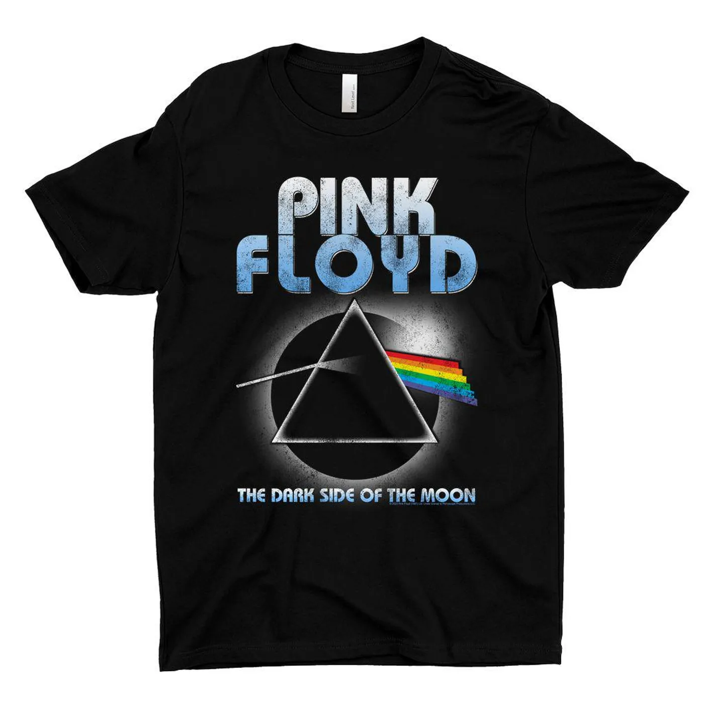 Pink Floyd T-Shirt | Blue Retro Dark Side Of The Moon Design Distressed Pink Floyd Shirt