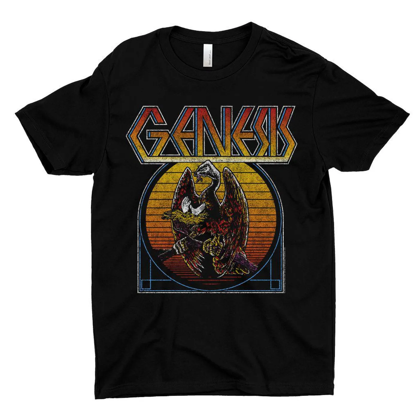 Genesis T-Shirt | Retro Sunset Ombre Logo Distressed Genesis Shirt