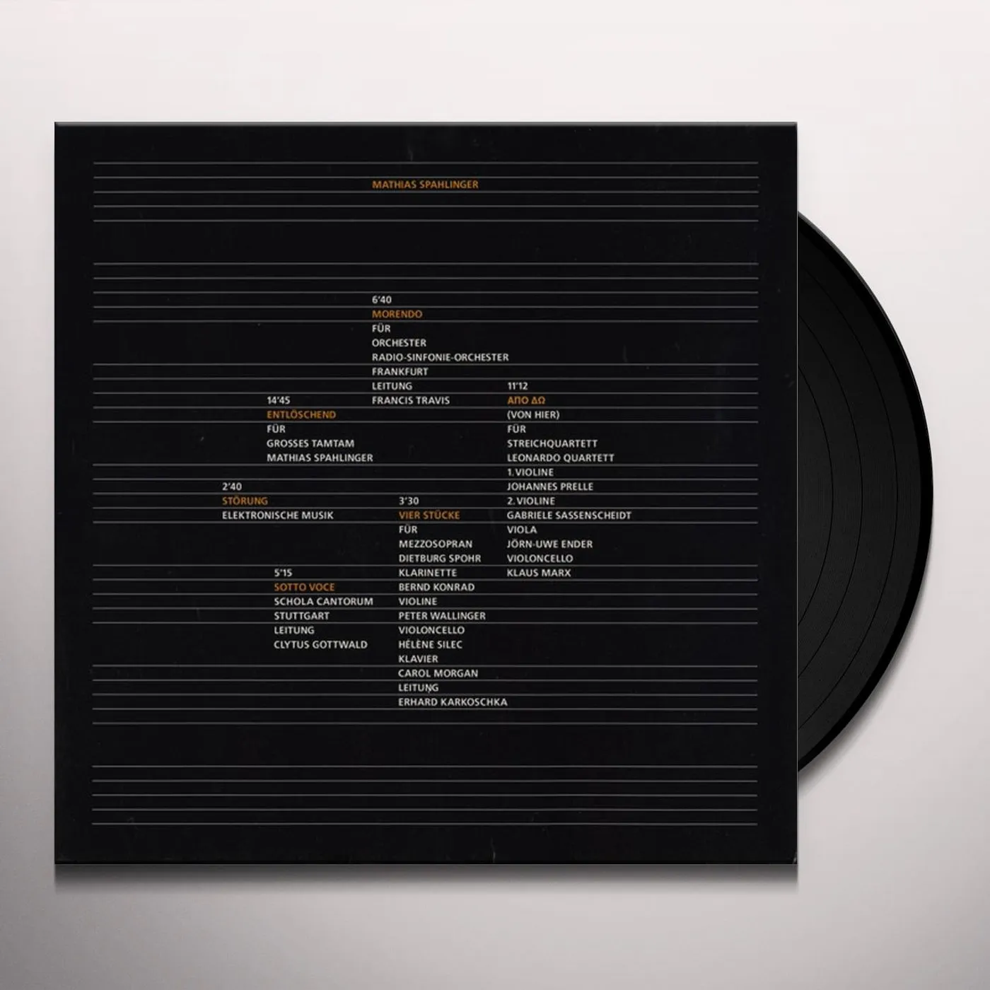 Mathias Spahlinger MORENDO Vinyl Record