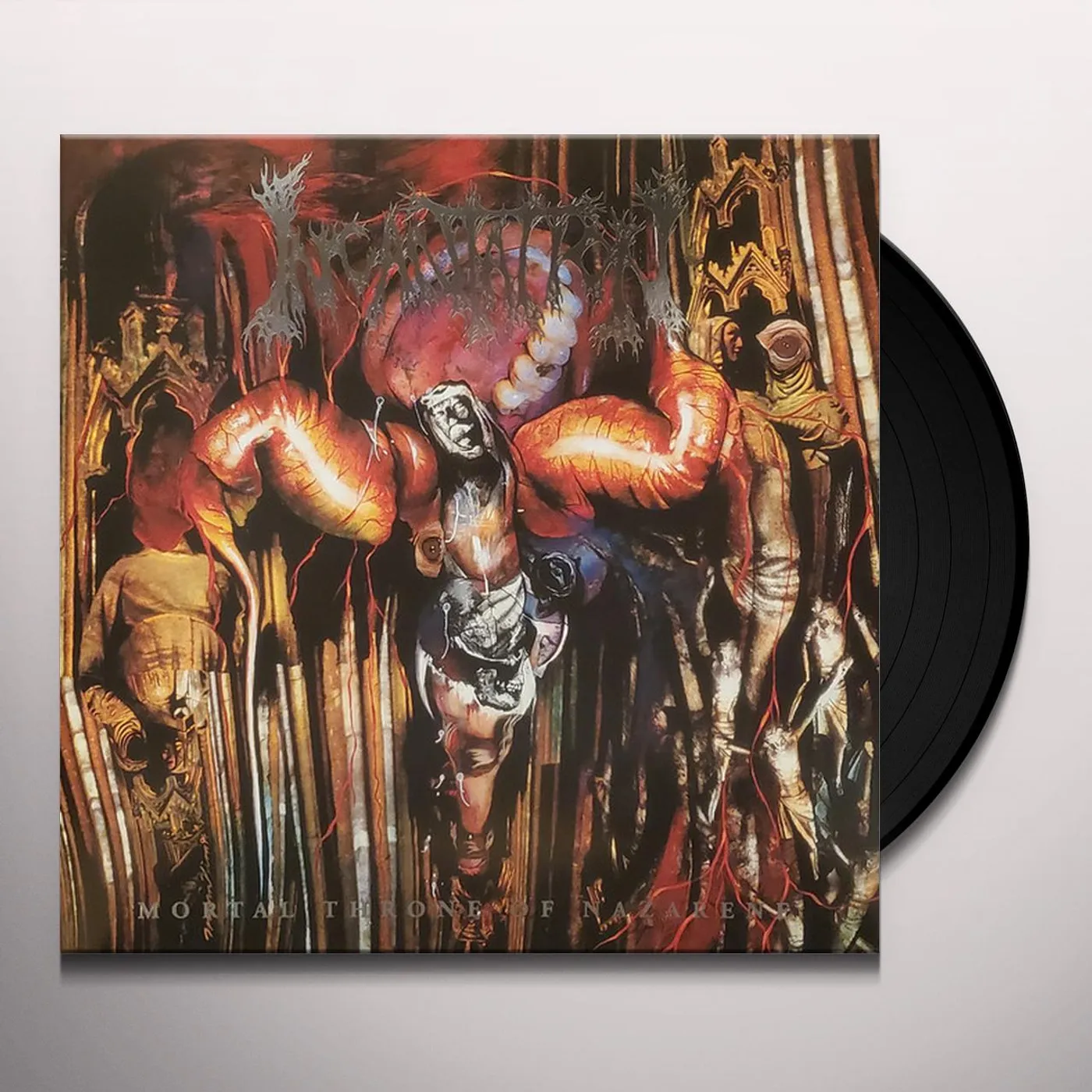Incantation MORTAL THRONE OF NAZARENE (REISSUE) (CUSTOM RIPPLE VINYL) Vinyl Record
