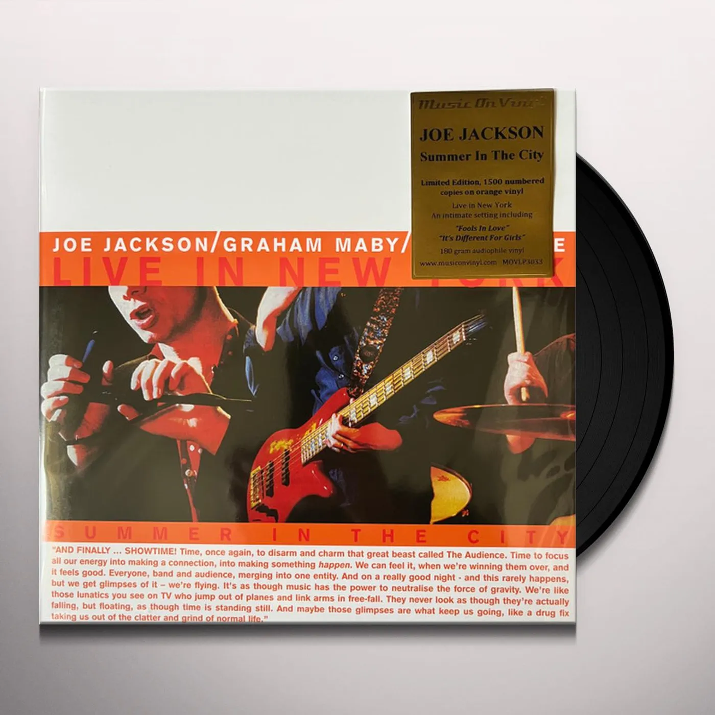Joe Jackson SUMMER IN THE CITY: LIVE IN NEW YORK (2LP/LIMITED/ORANGE VINYL/180G/GATEFOLD/NUMBERED) Vinyl Record