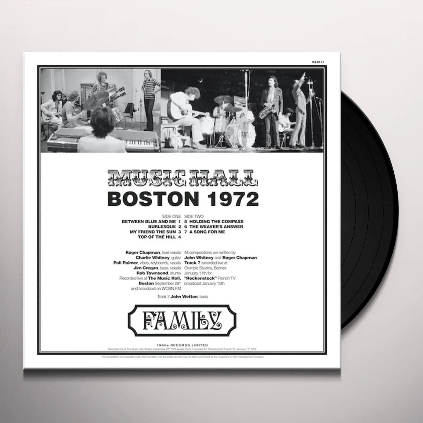 Family Boston Music Hall 1972 Vinyl Record