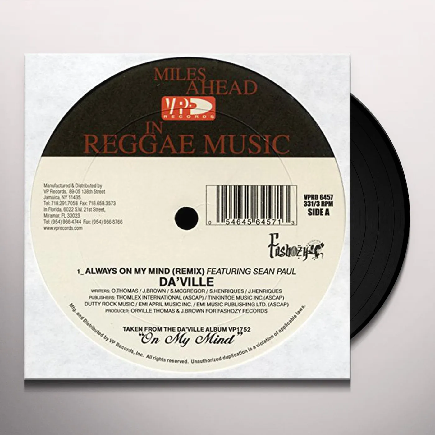 Da'ville ON MY MIND (RX) S PAUL Vinyl Record