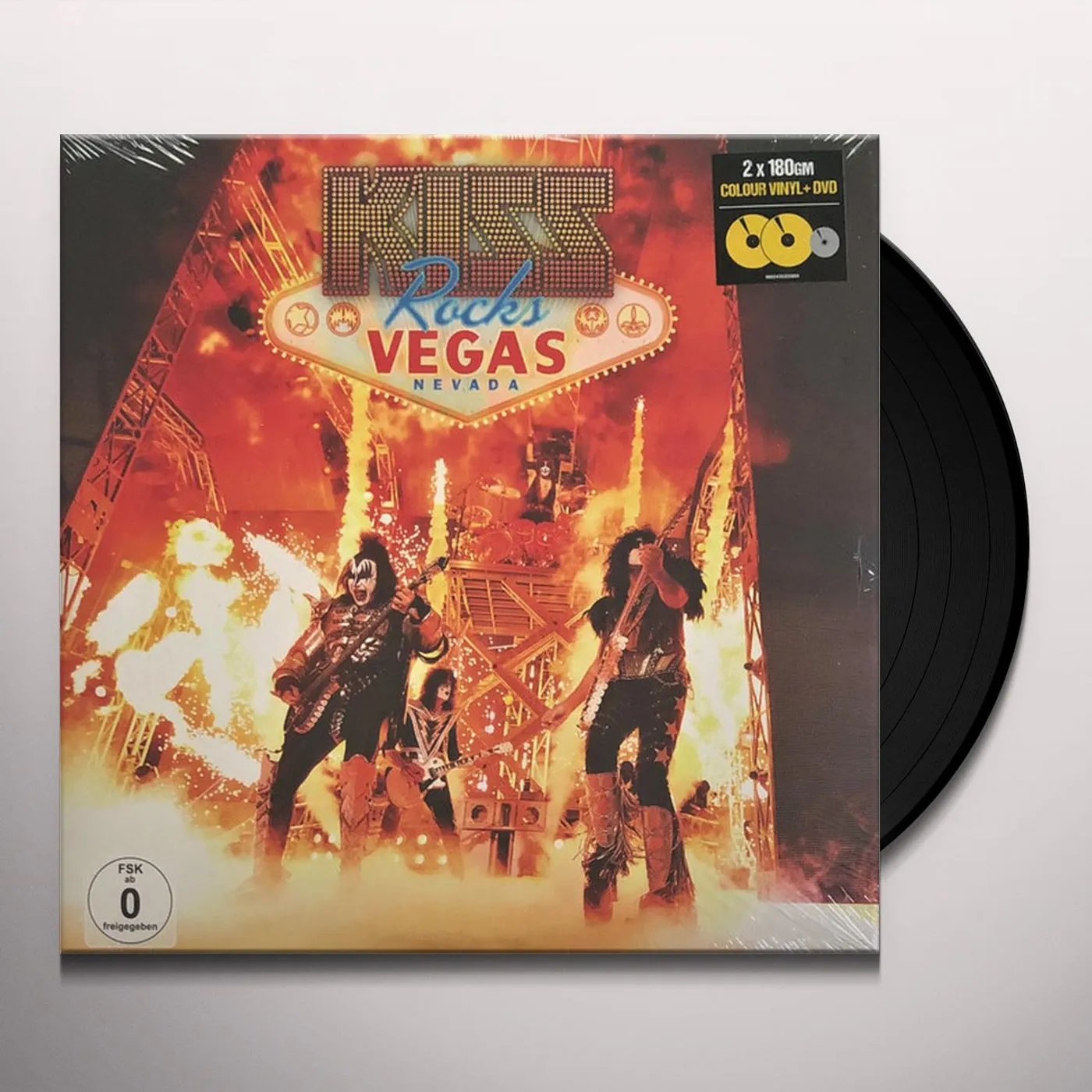 KISS ROCKS VEGAS (2LP/DVD/YELLOW VINYL/REISSUE/IMPORT) Vinyl Record