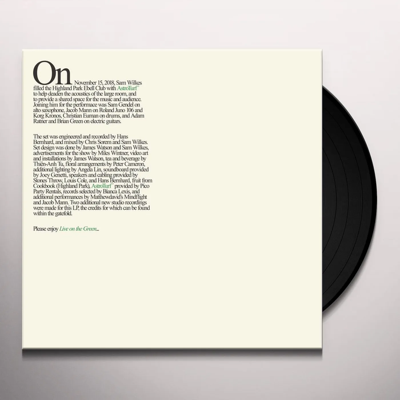Sam Wilkes Live on The Green Vinyl Record