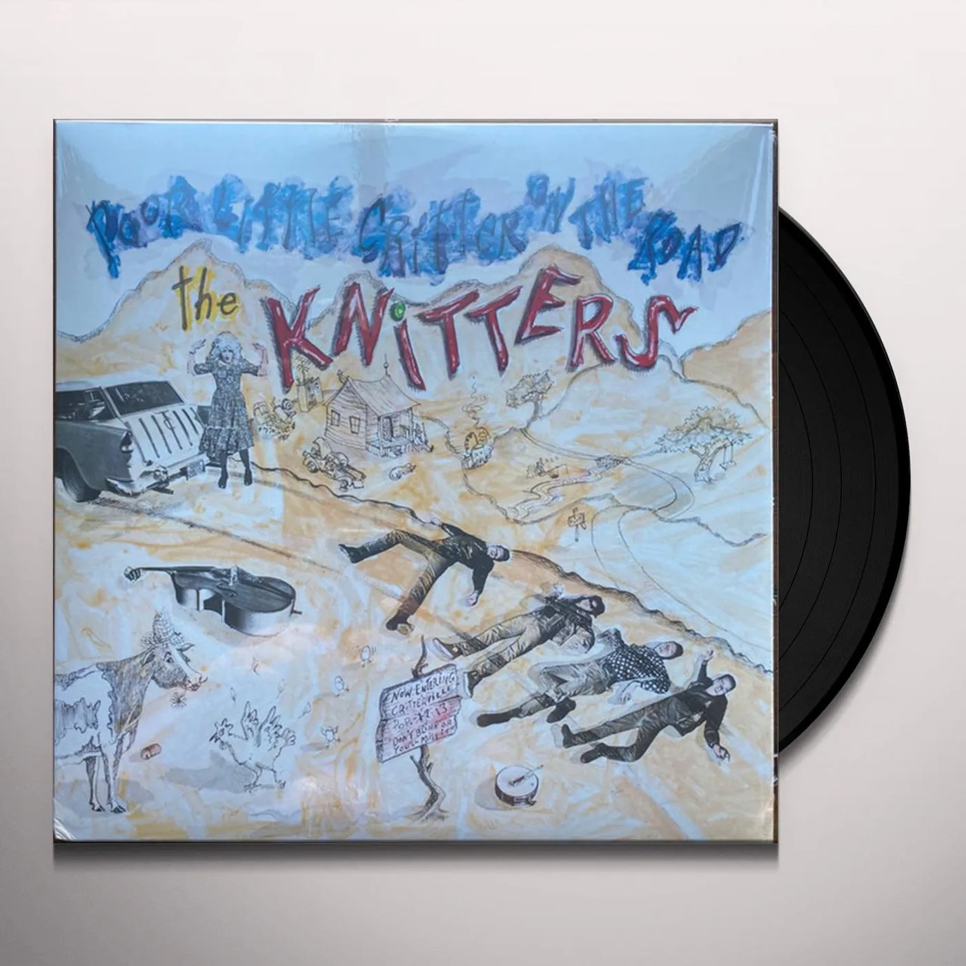 The Knitters POOR LITTLE CRITTER ON THE ROAD (BLUE VINYL) (I) Vinyl Record