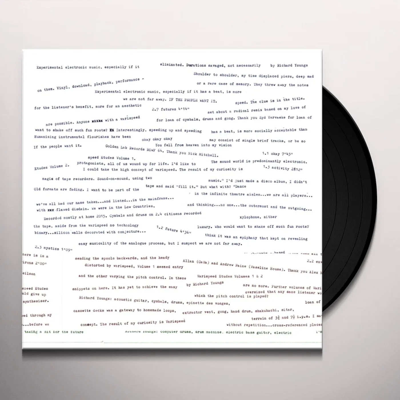 Richard Youngs VARISPEED ETUDES Vinyl Record