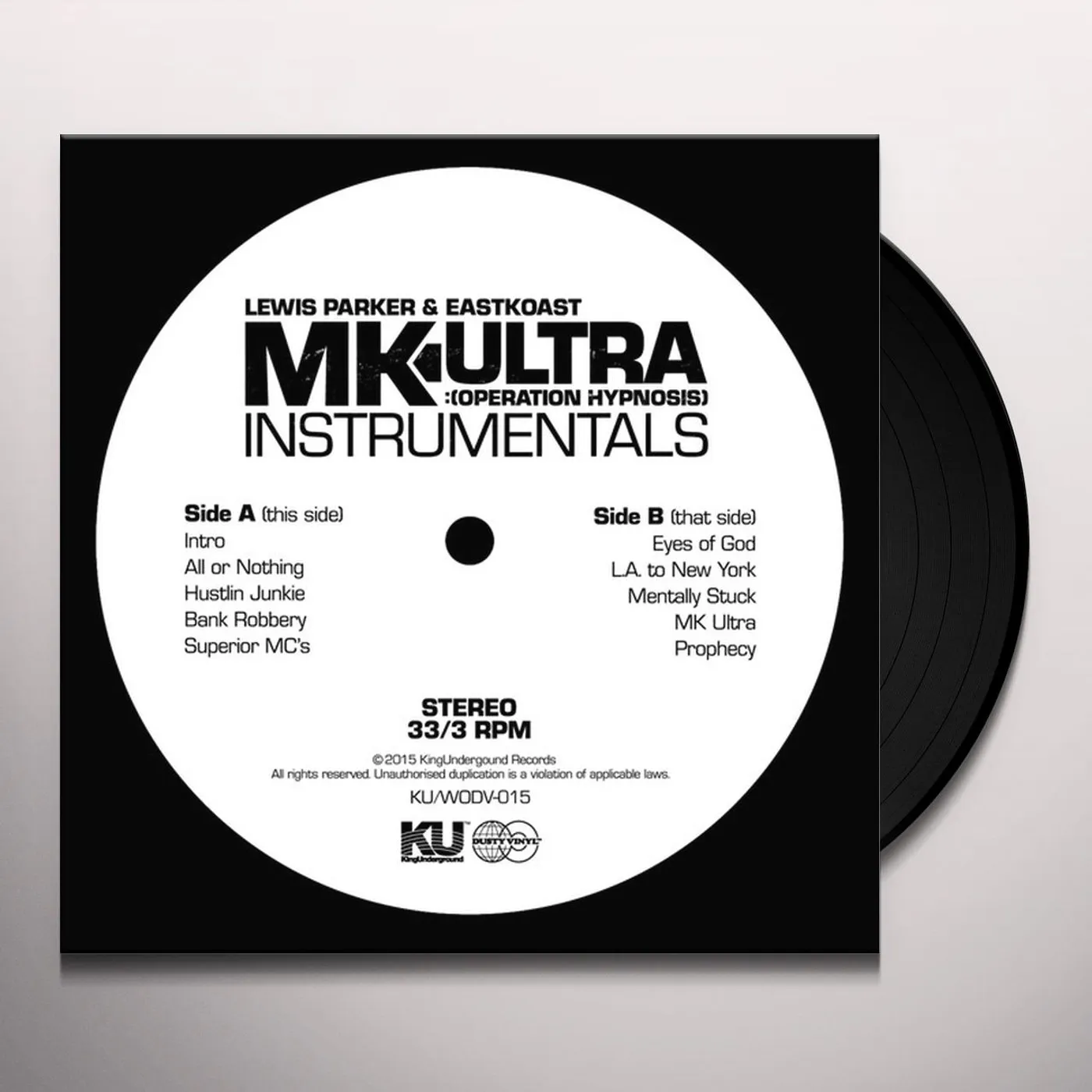 Lewis Parker & Eastkoast MK ULTRA: OPERATION HYPNOSIS INSTRUMENTALS Vinyl Record