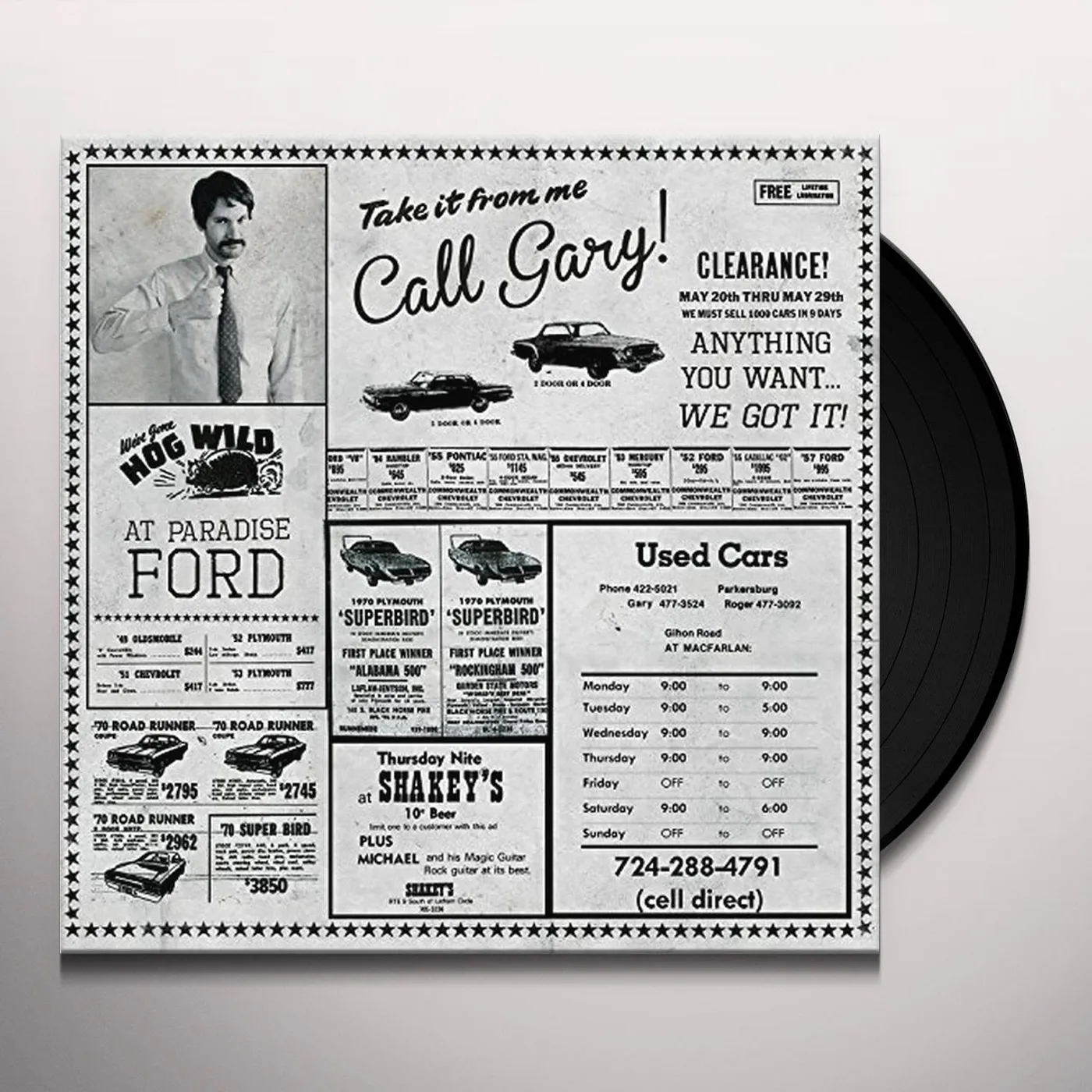 GARY USED CARS / WISH YOU WERE HAIR Vinyl Record
