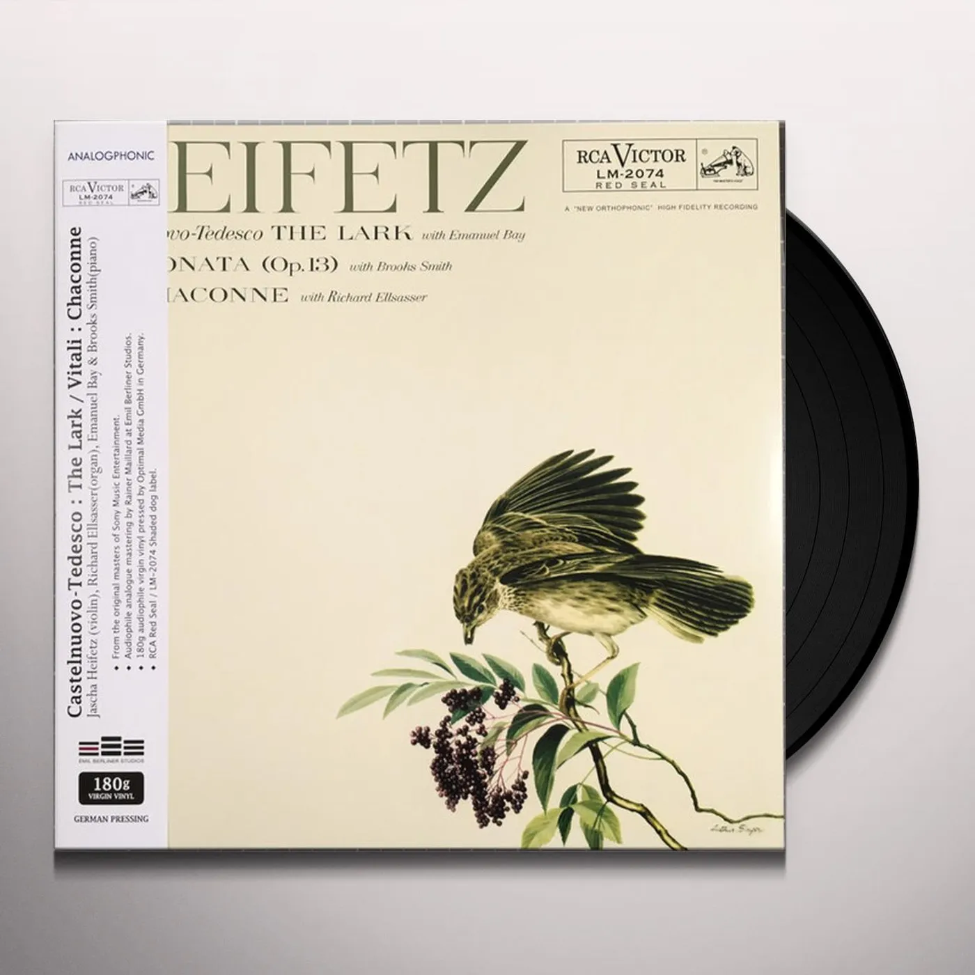 Jascha Heifetz FAURE & VITALI THE LARK SONATA CHACONNE Vinyl Record